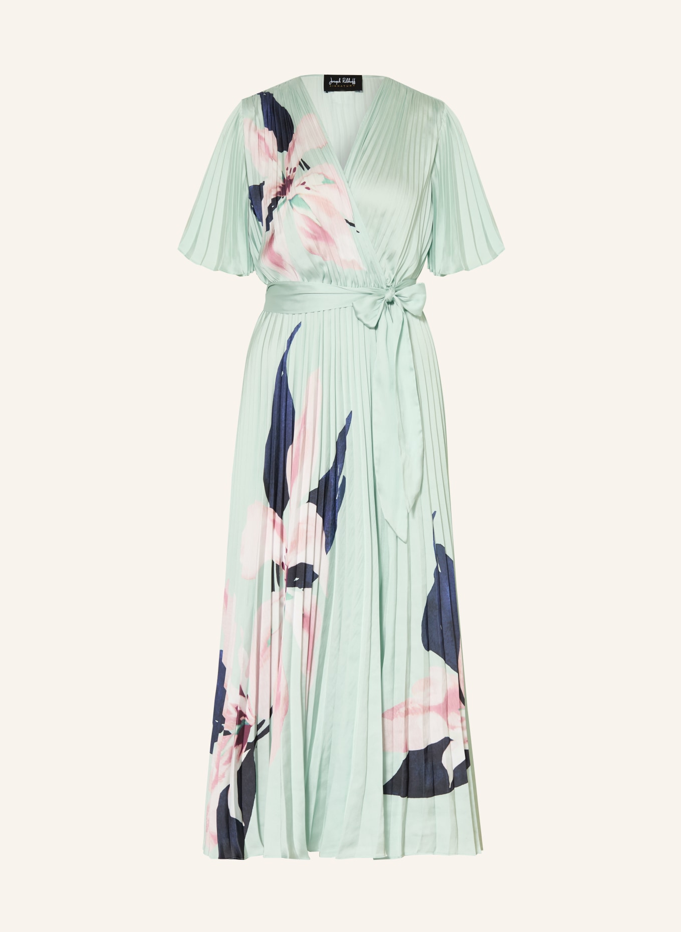 Joseph Ribkoff SIGNATURE Plisséjurk met wikkellook: MINT / ROZE / DONKERBLAUW