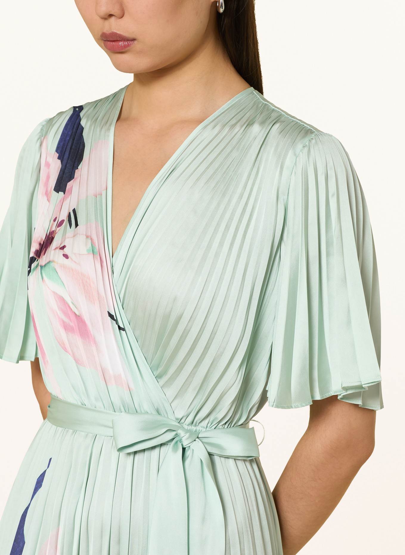 Joseph Ribkoff SIGNATURE Plisséjurk met wikkellook: MINT / ROZE / DONKERBLAUW