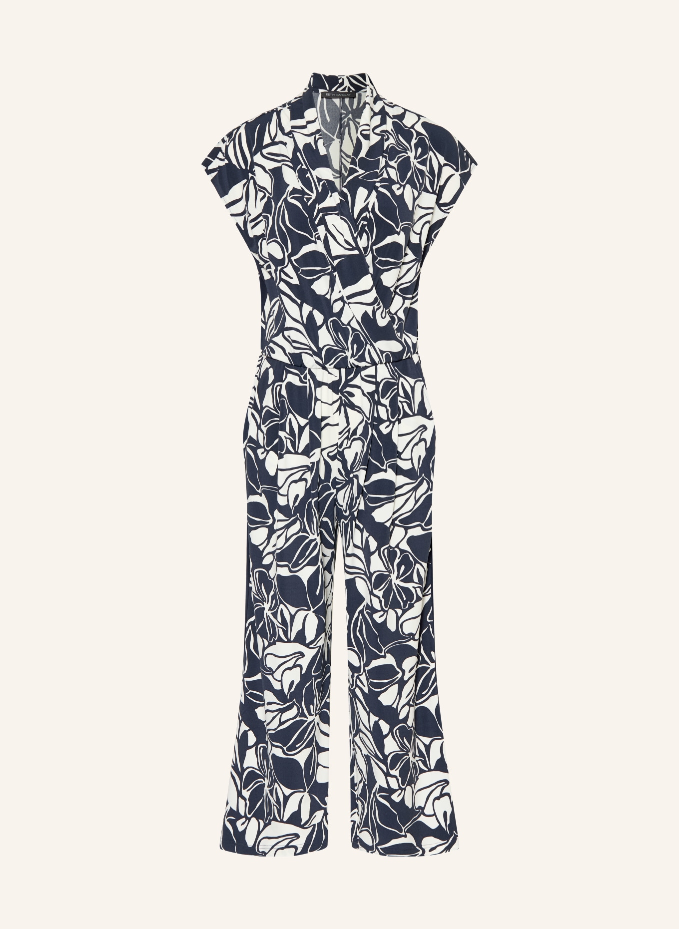 Betty Barclay Jumpsuit aus Jersey in Wickeloptik: DUNKELBLAU / ECRU
