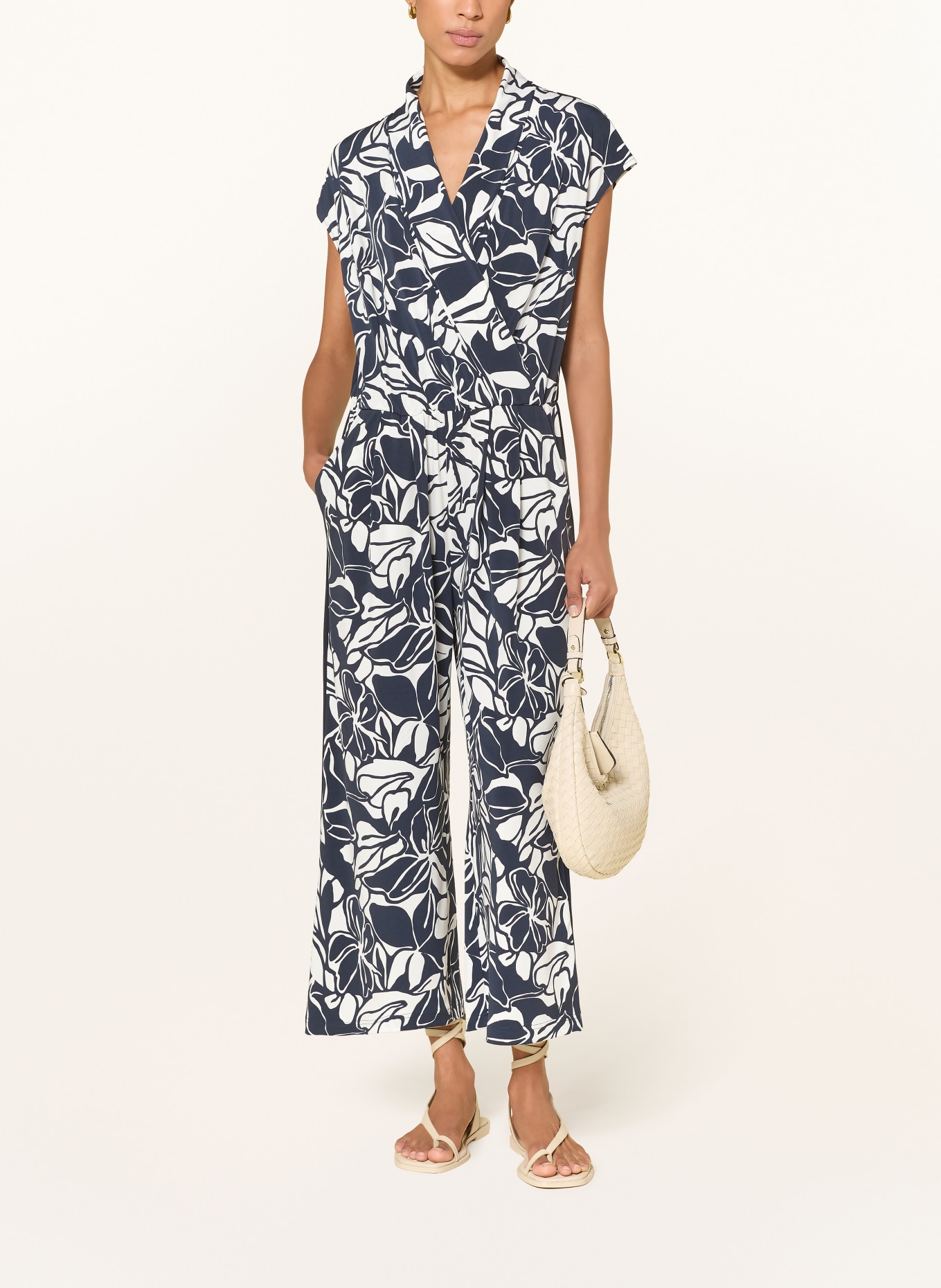 Betty Barclay Jumpsuit aus Jersey in Wickeloptik: DUNKELBLAU / ECRU