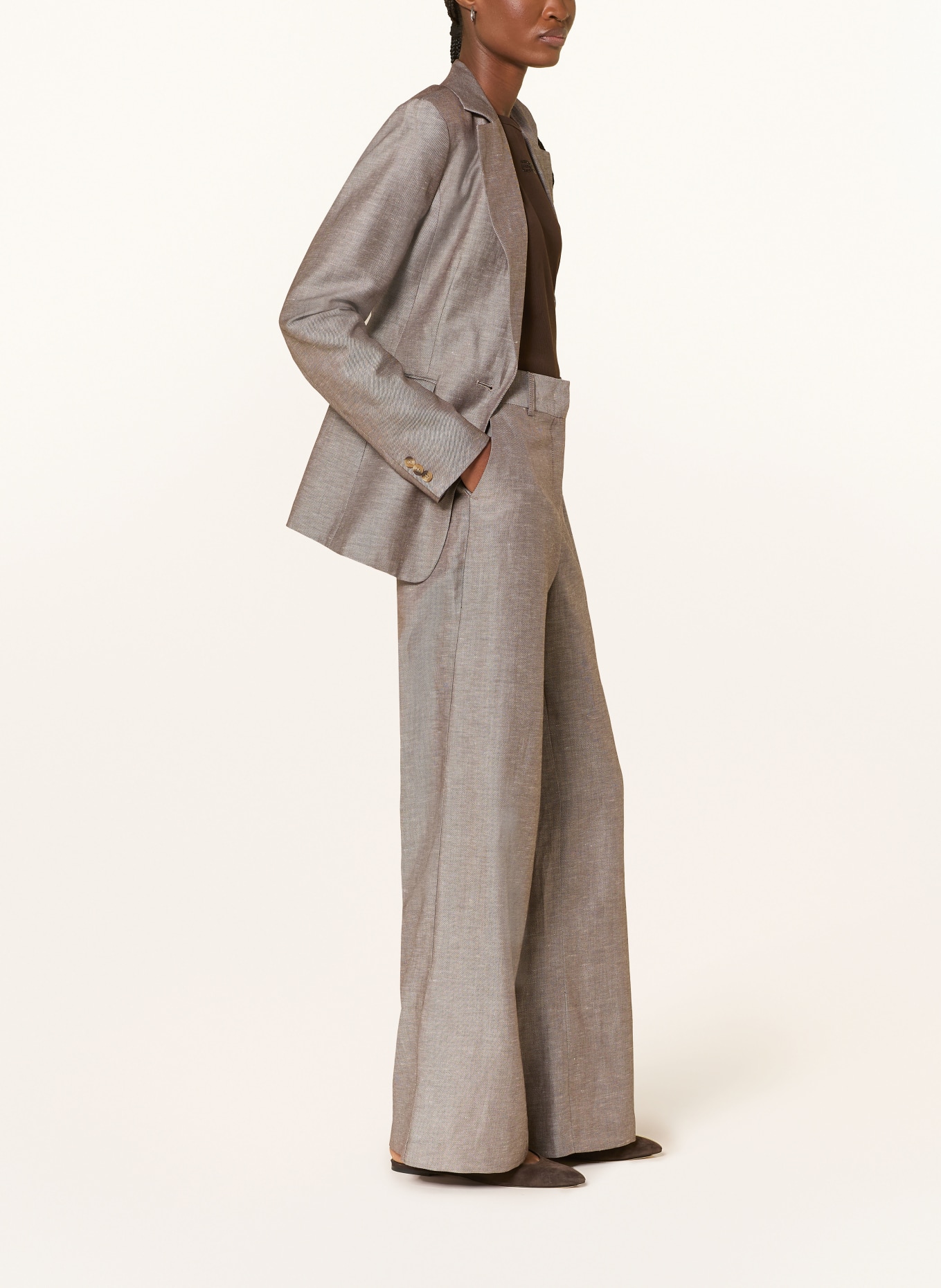 darling harbour Marlenehose mit Leinen: DUNKELBRAUN