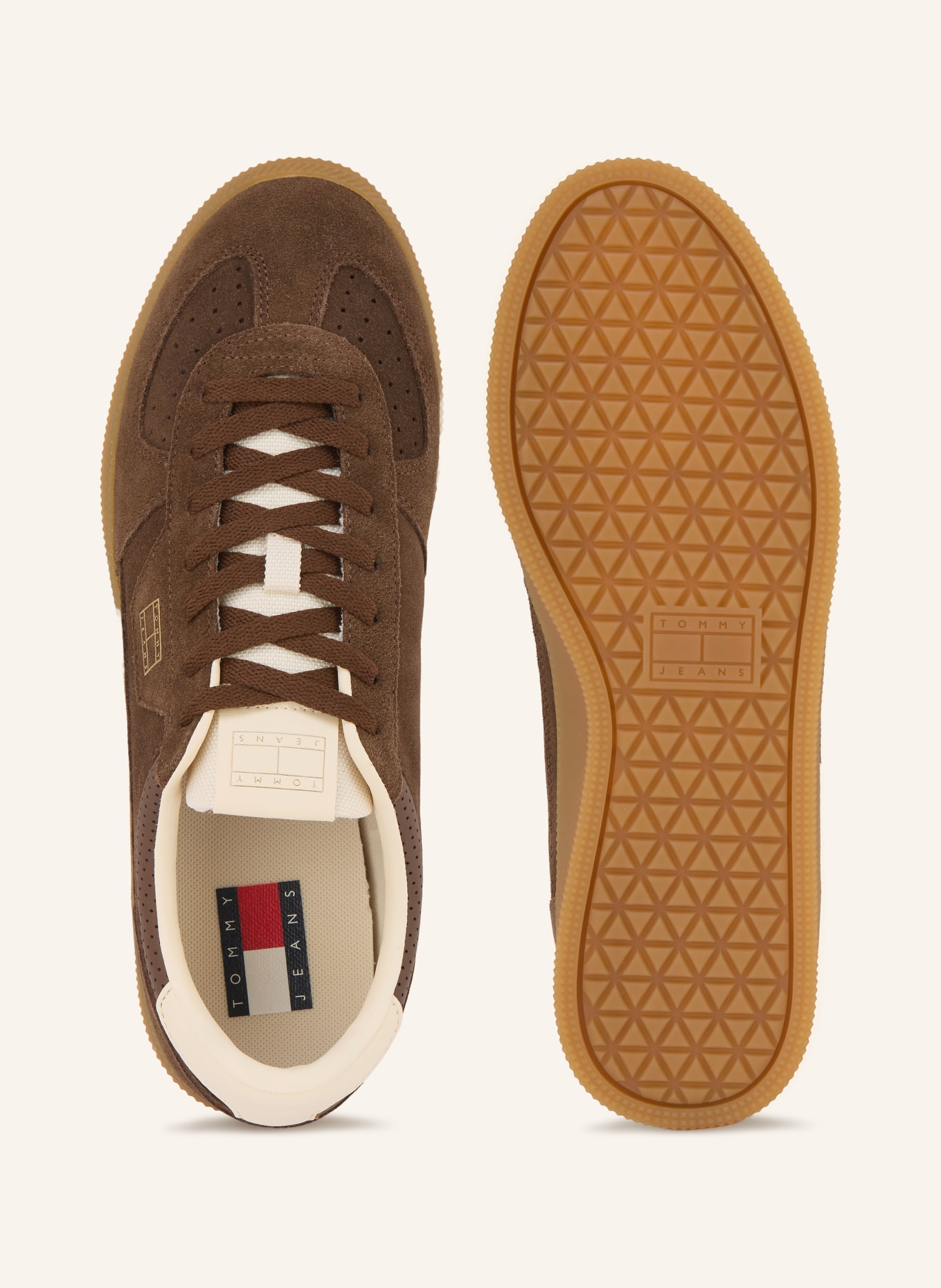 TOMMY HILFIGER Tenisky THE GREENWICH: TMAVĚ HNĚDÁ / KRÉMOVÁ