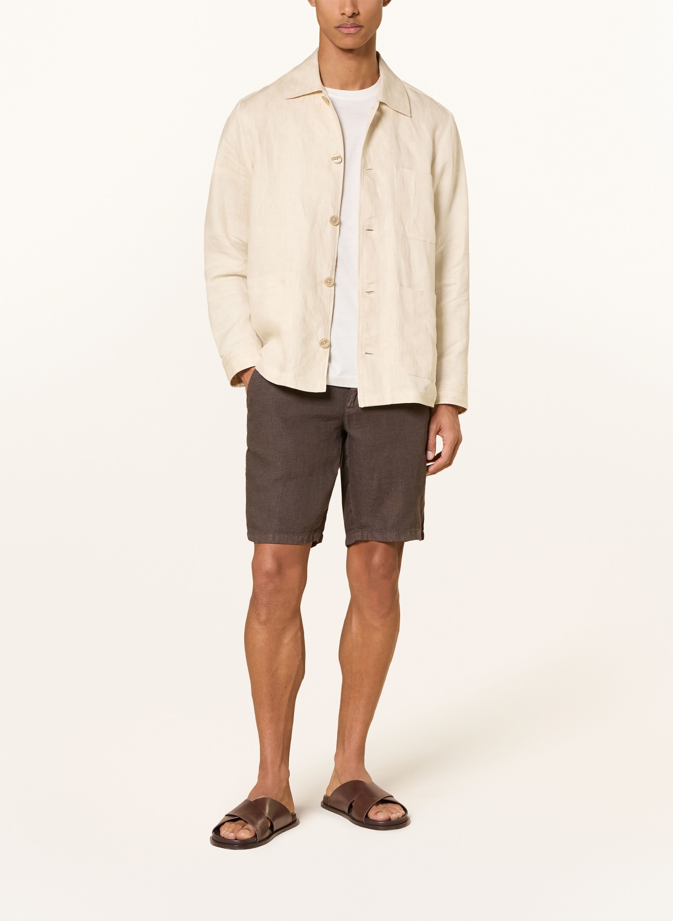 BRAX Szorty lniane: CIEMNOBRĄZOWY