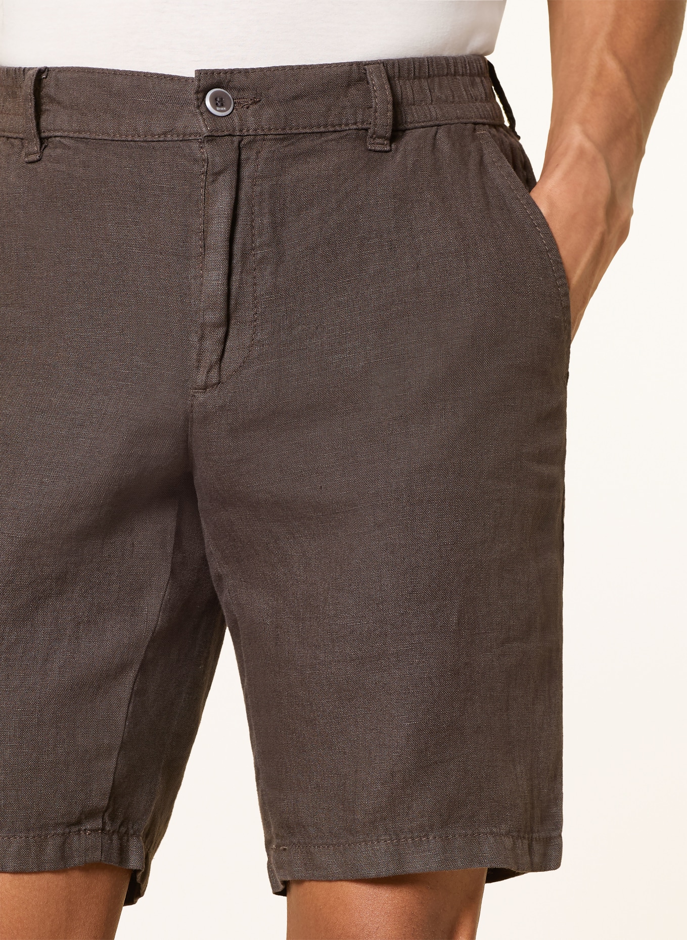 BRAX Szorty lniane: CIEMNOBRĄZOWY