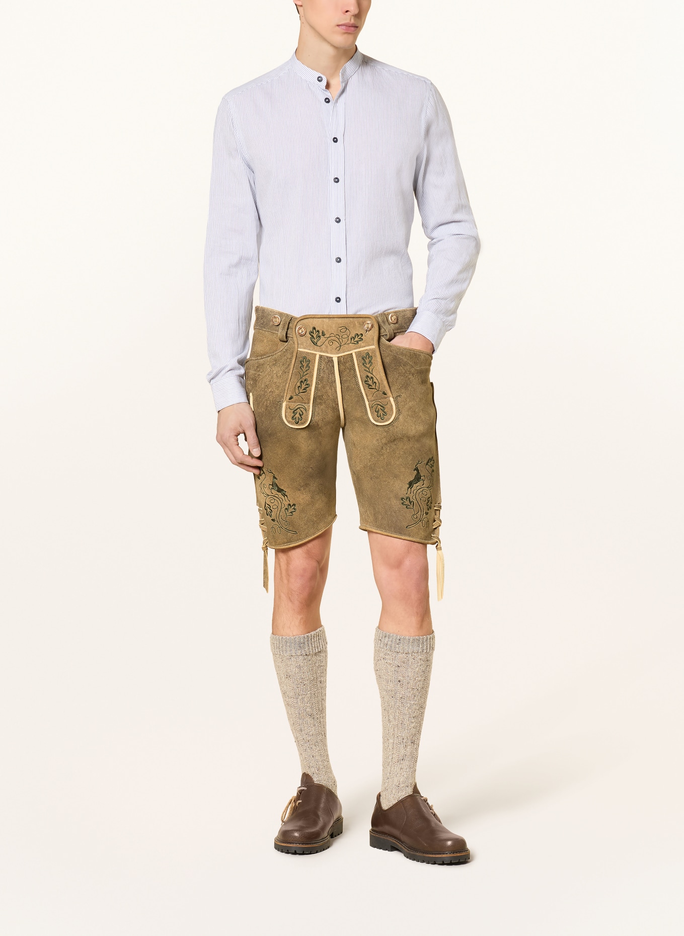 Hammerschmid Chemise traditionnelle slim fit à col montant: BLANC / BLEU