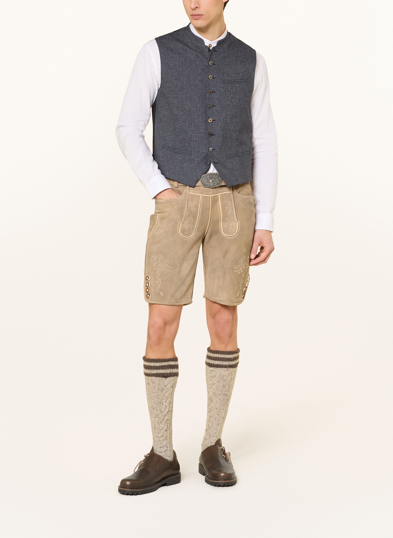 Hammerschmid Gilet traditionnel DAVID coupe ajustée: BLEU FONCÉ / NOIR