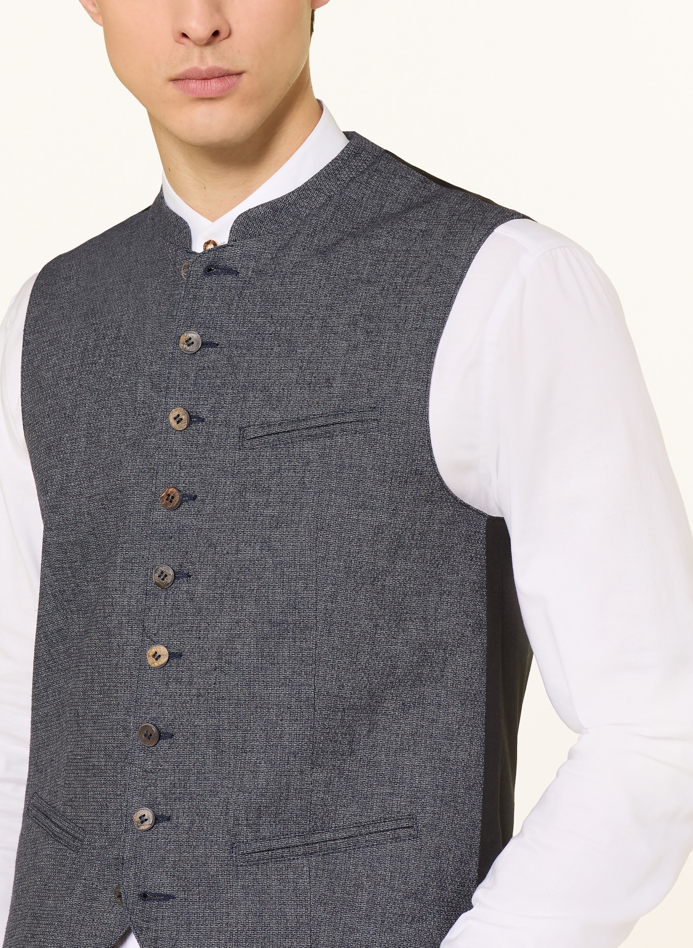 Hammerschmid Gilet traditionnel DAVID coupe ajustée: BLEU FONCÉ / NOIR