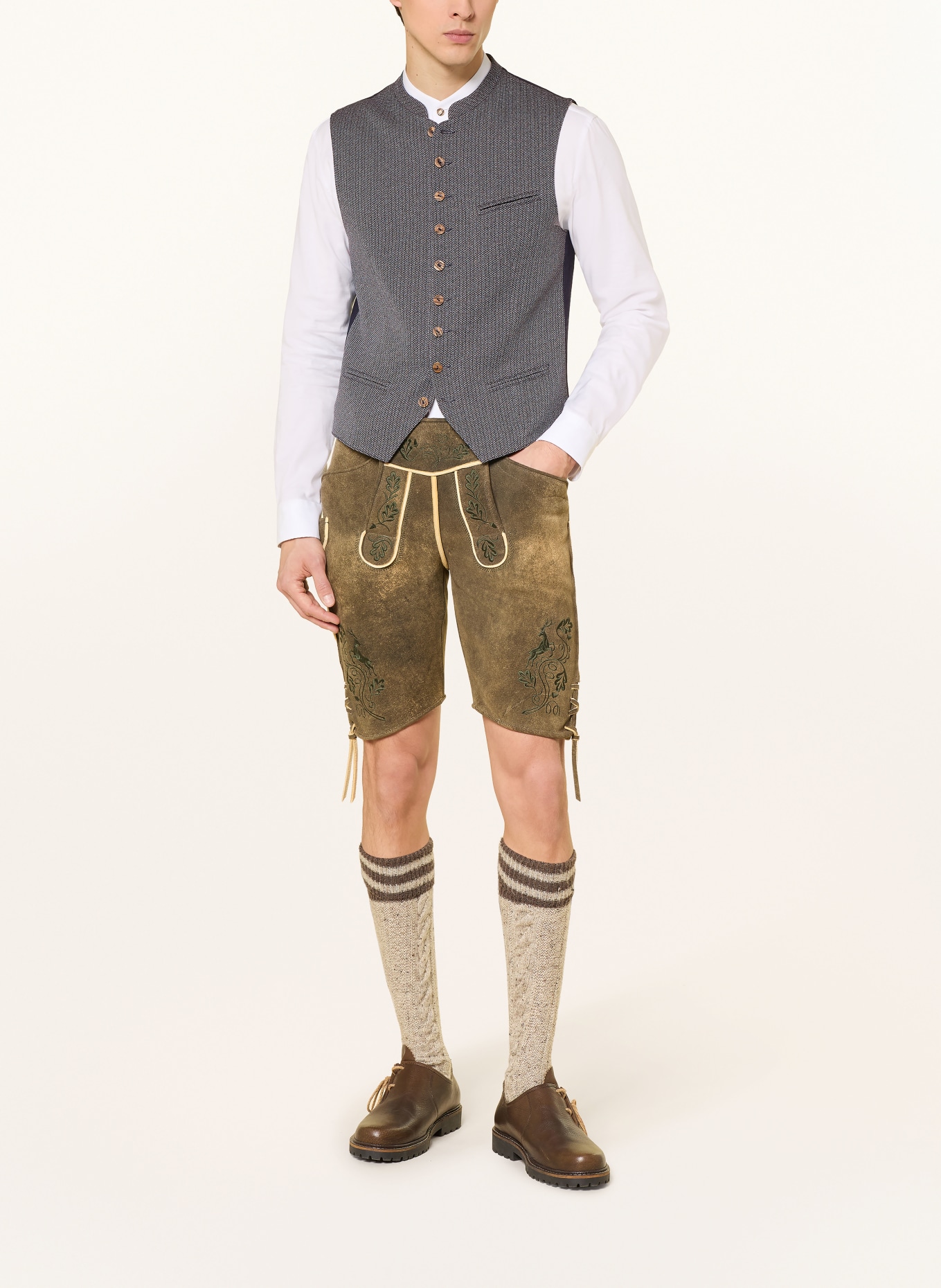 Hammerschmid Gilet traditionnel CARL coupe ajustée: BLEU FONCÉ