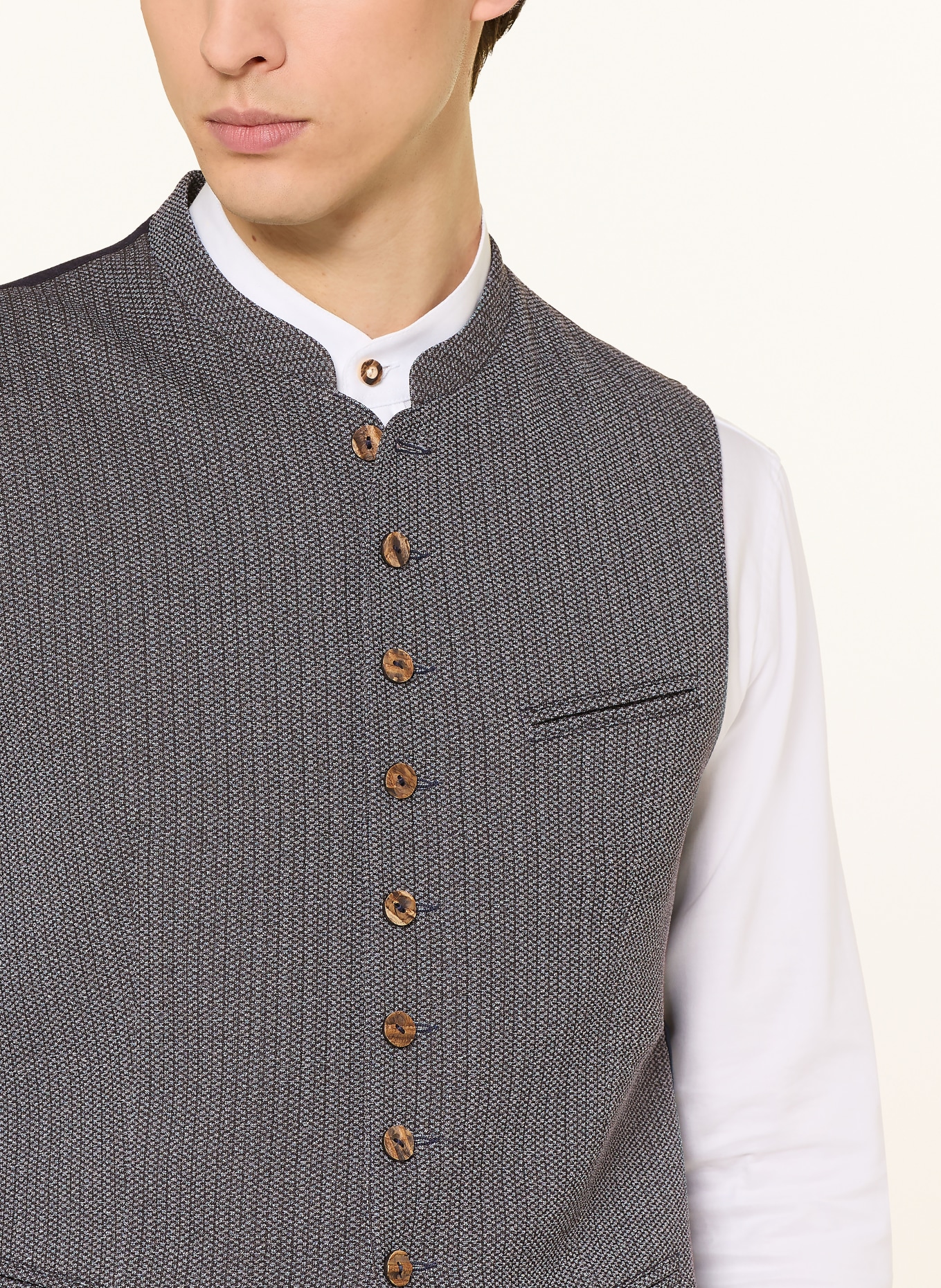 Hammerschmid Gilet traditionnel CARL coupe ajustée: BLEU FONCÉ