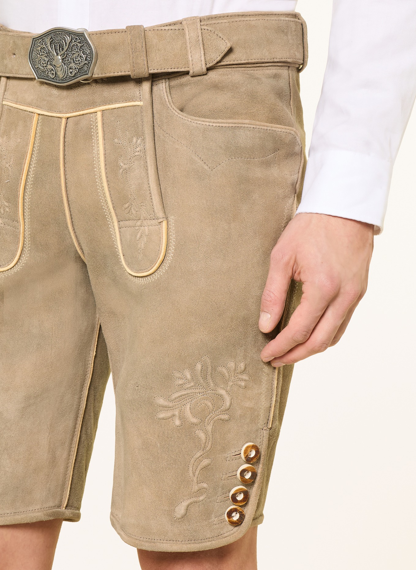 HIRSCHER Traditionele leren broek OBERAMMERGAU: BEIGE