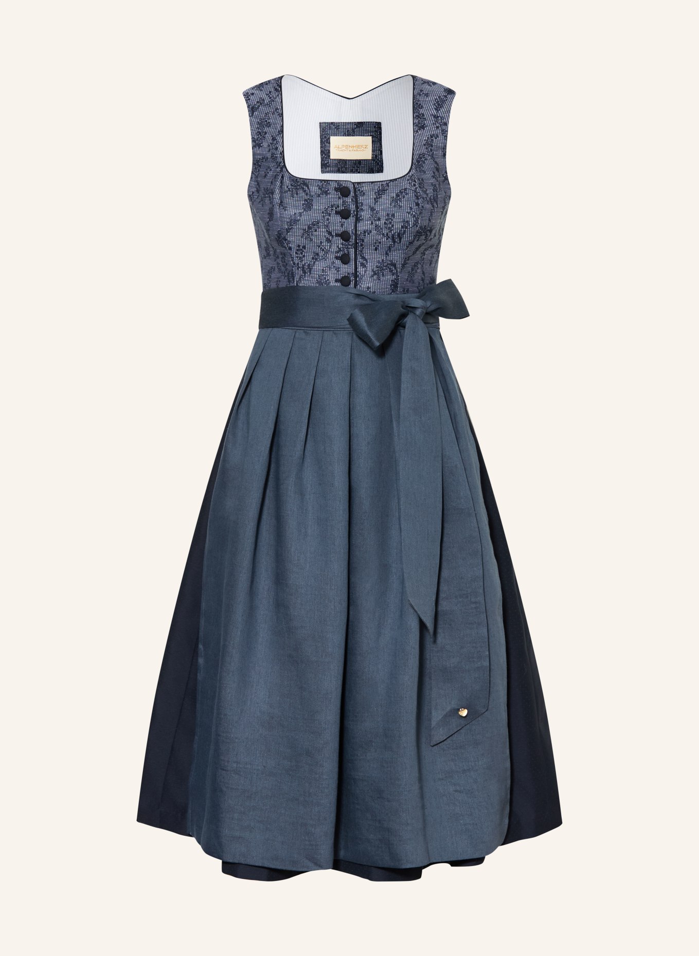 AlpenHERZ FREDERIKA Dirndl with Linen: DARK BLUE / BLUE