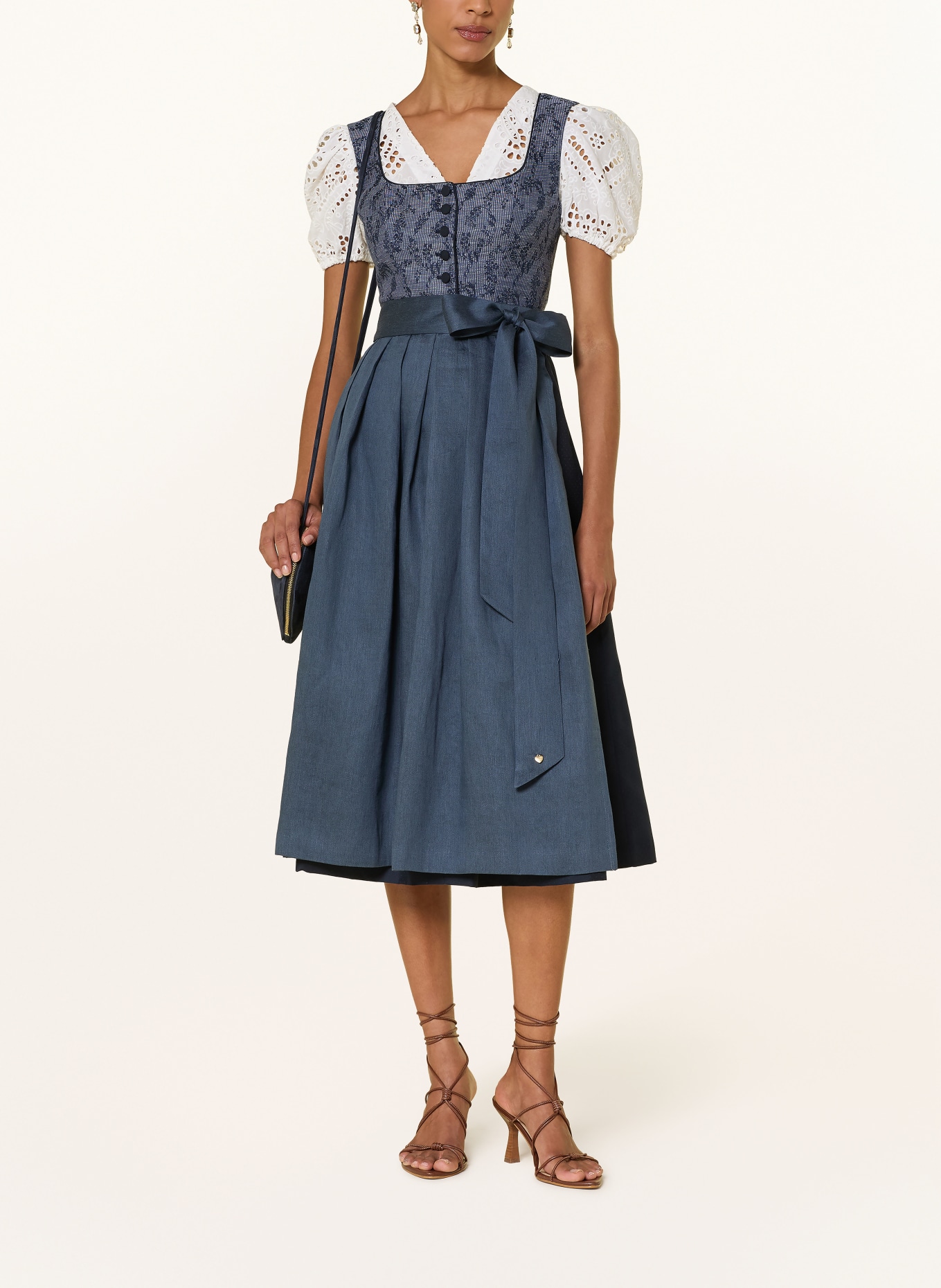 AlpenHERZ FREDERIKA Dirndl with Linen: DARK BLUE / BLUE