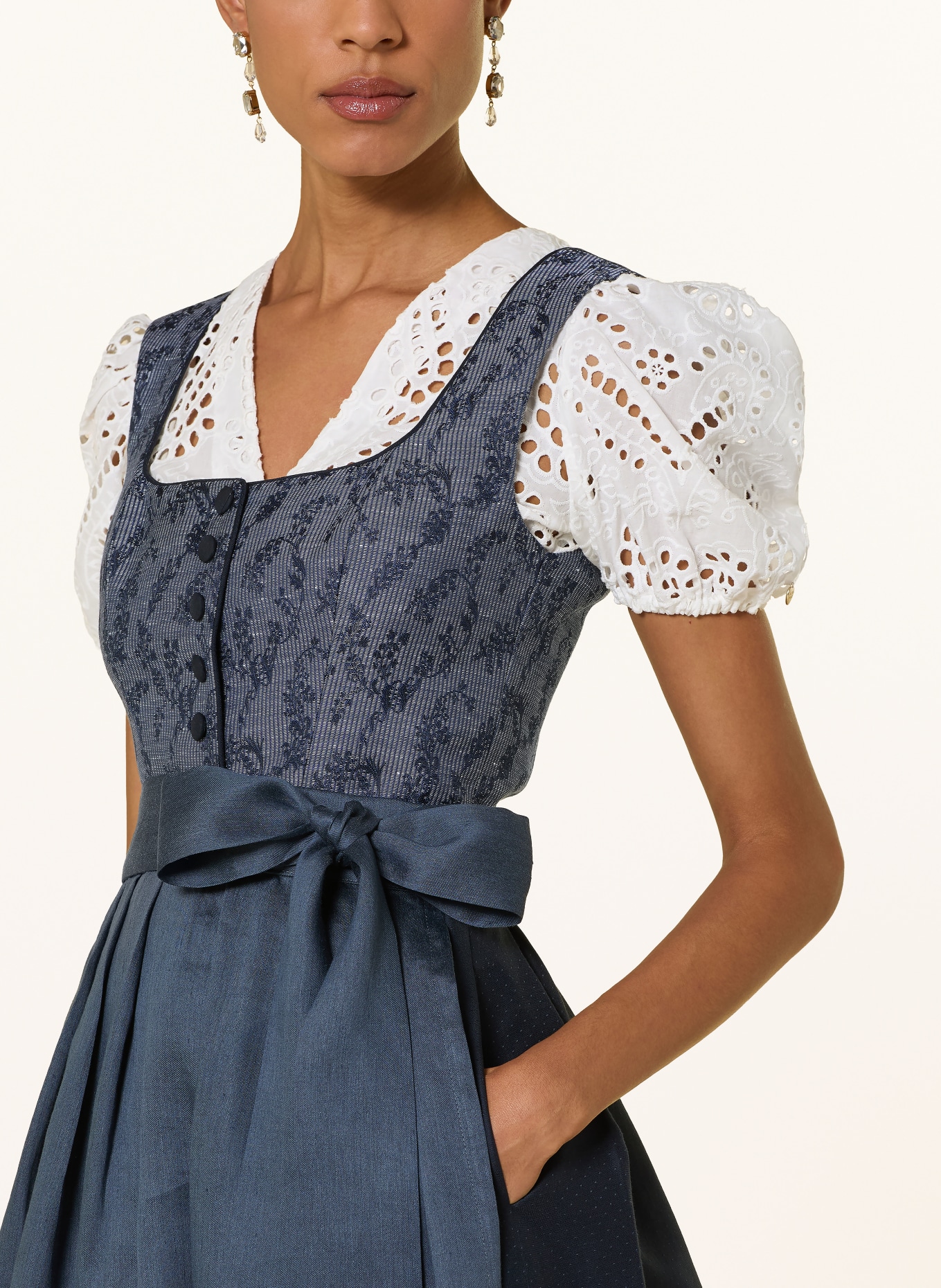 AlpenHERZ FREDERIKA Dirndl with Linen: DARK BLUE / BLUE