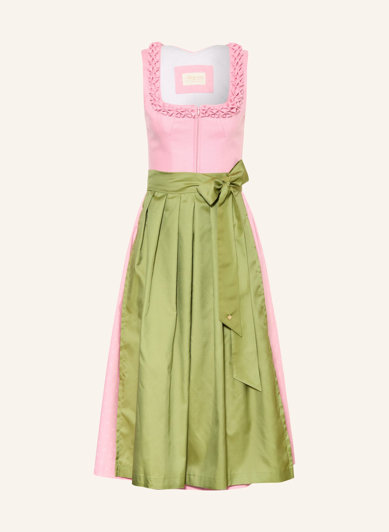 AlpenHERZ Linnen dirndl EWELINA: ROZE / LICHTGROEN
