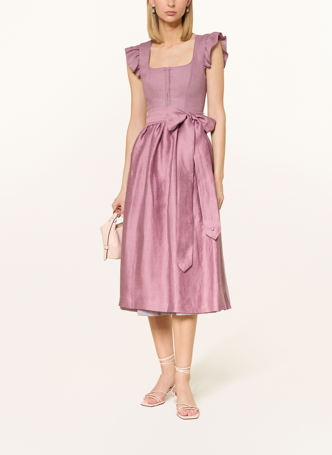 AlpenHERZ Dirndl MARIE mit Leinen und Rüschen: ALTROSA