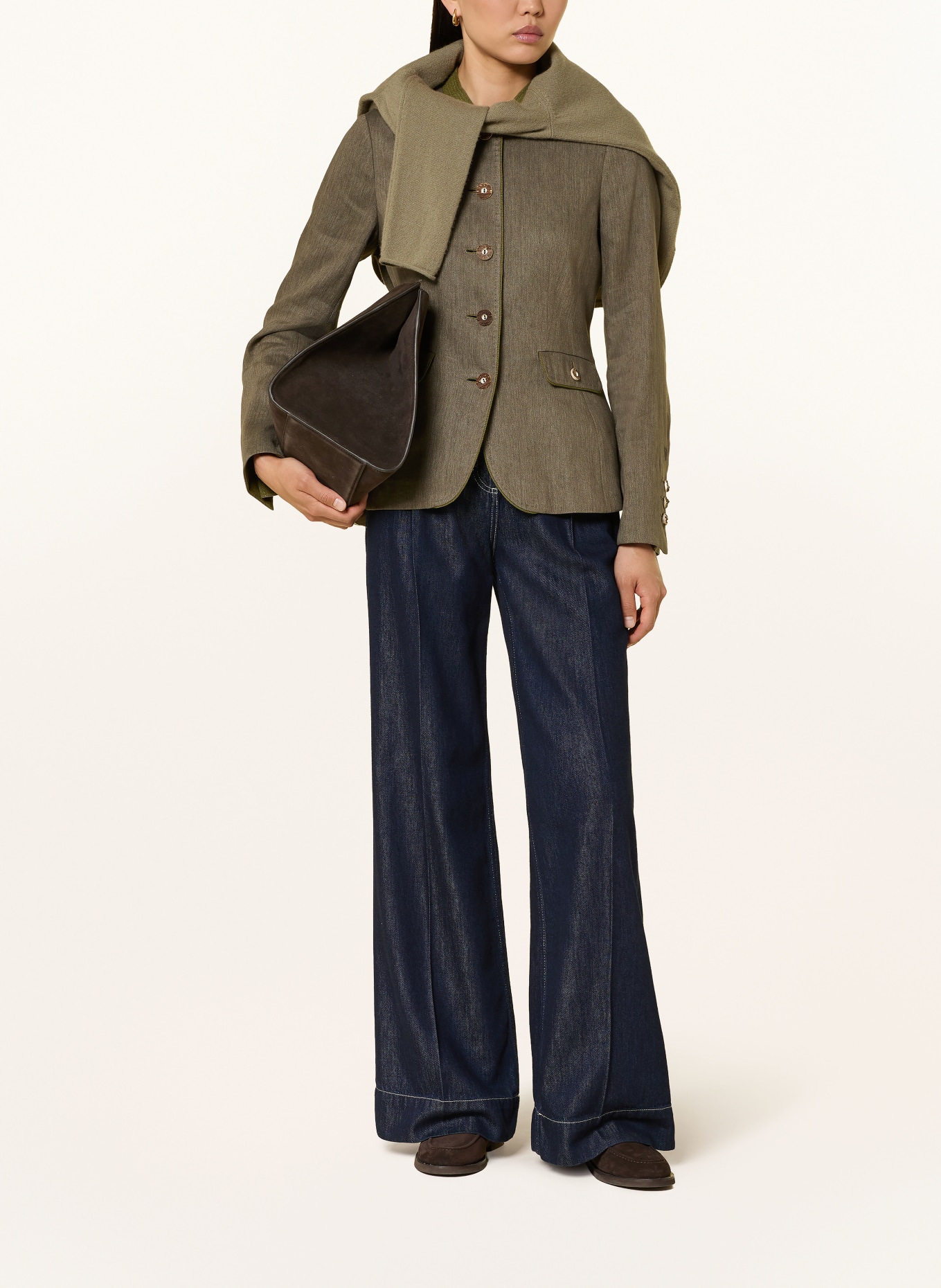 HABSBURG Janker MARIELLA met riem: OLIJF