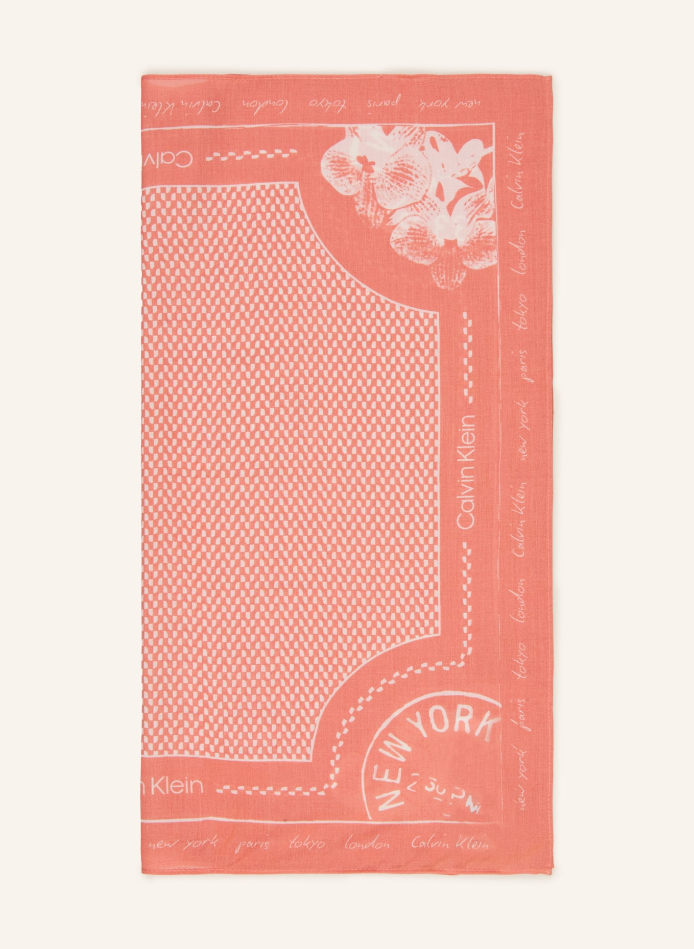 Calvin Klein chiffon: SAUMON / BLANC