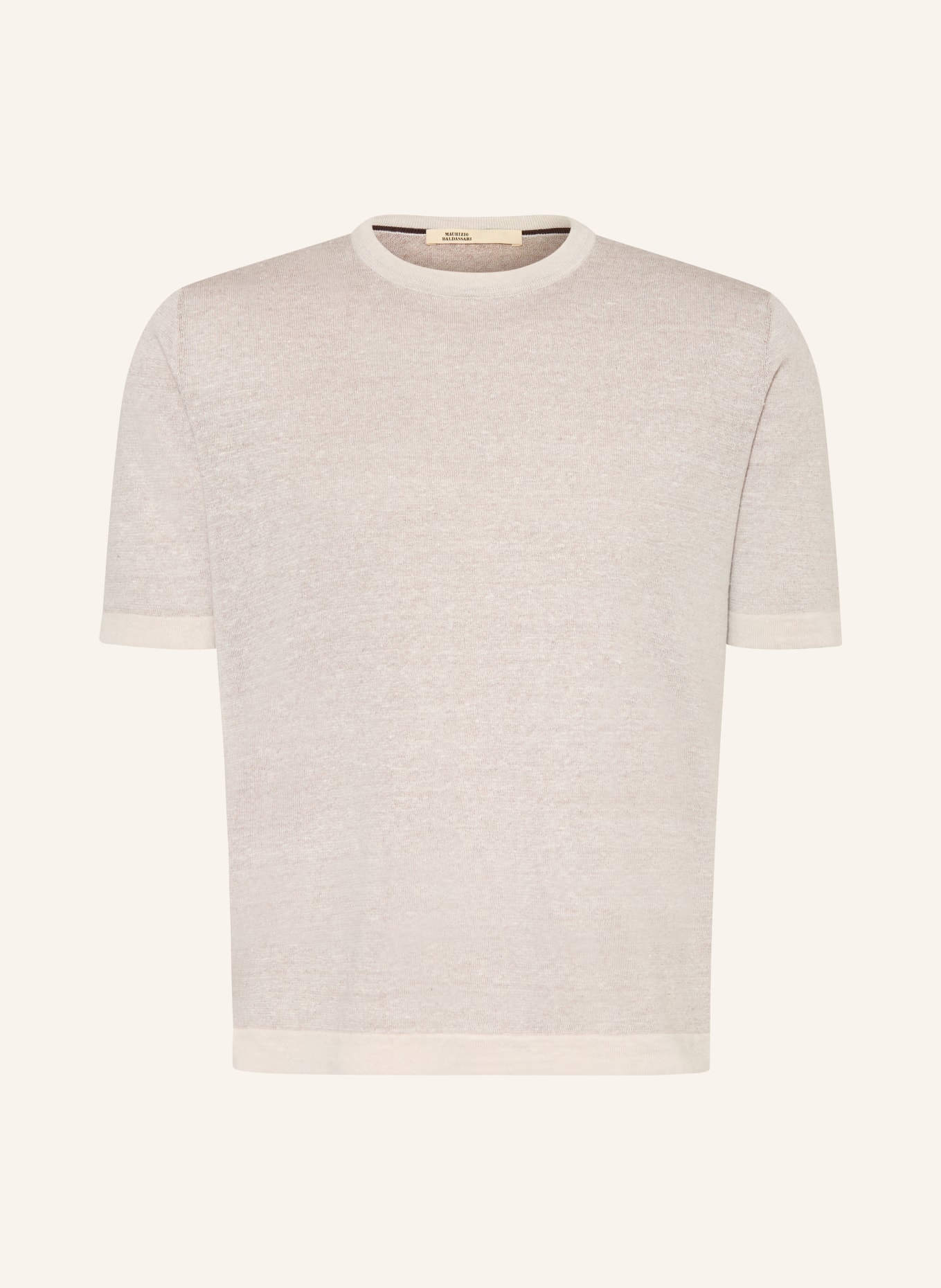 MAURIZIO BALDASSARI Strickshirt mit Leinen: HELLGRAU / CREME
