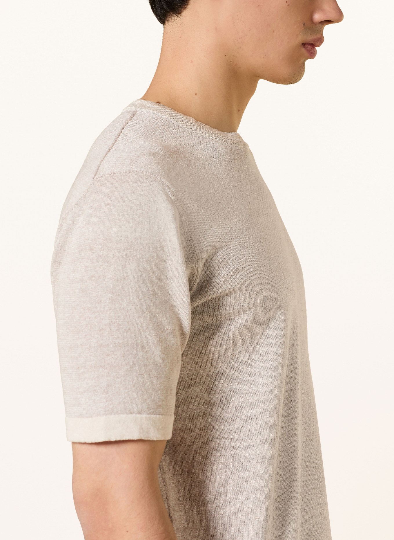 MAURIZIO BALDASSARI Strickshirt mit Leinen: HELLGRAU / CREME