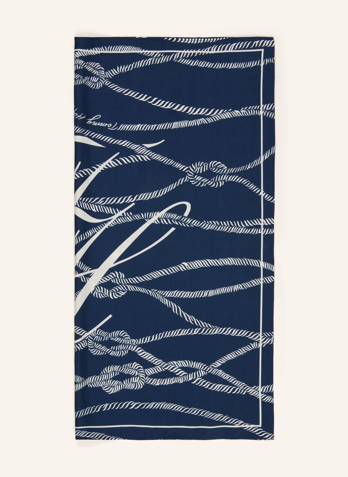 TOMMY HILFIGER Silk scarf: DARK BLUE / WHITE