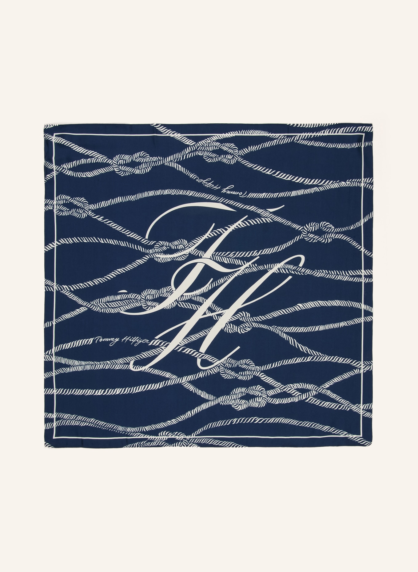 TOMMY HILFIGER Silk scarf: DARK BLUE / WHITE
