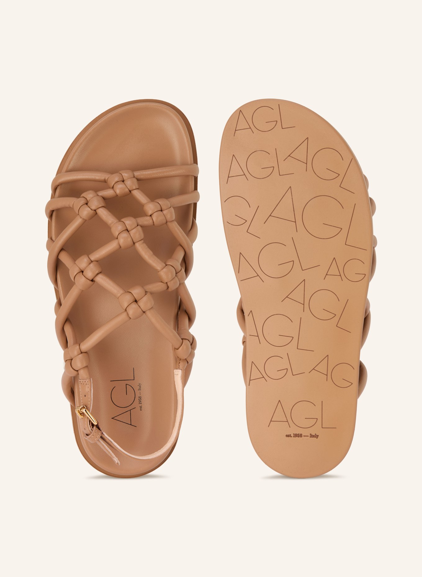 AGL Sandály CRISTINA KNOTS: SVĚTLE HNĚDÁ / ZLATÁ