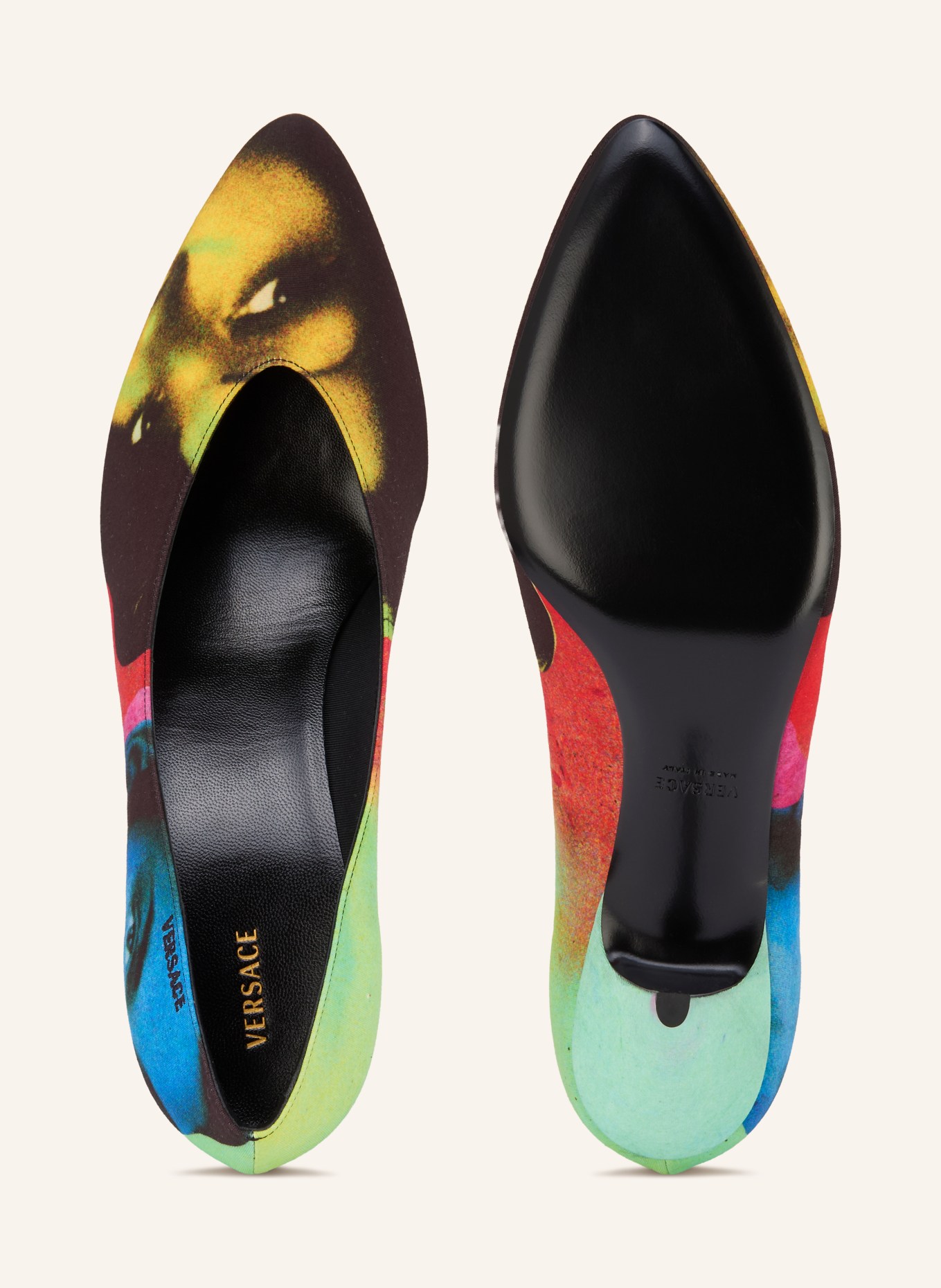 VERSACE Czółenka: CZARNY / MOCNORÓŻOWY / ŻÓŁTY