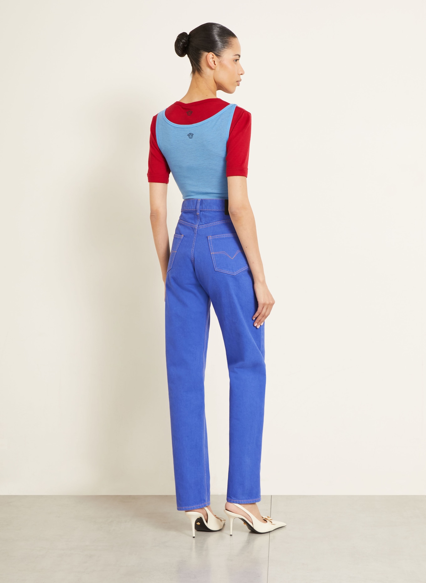 VERSACE Straight Jeans: 1DB10 SKY BLUE