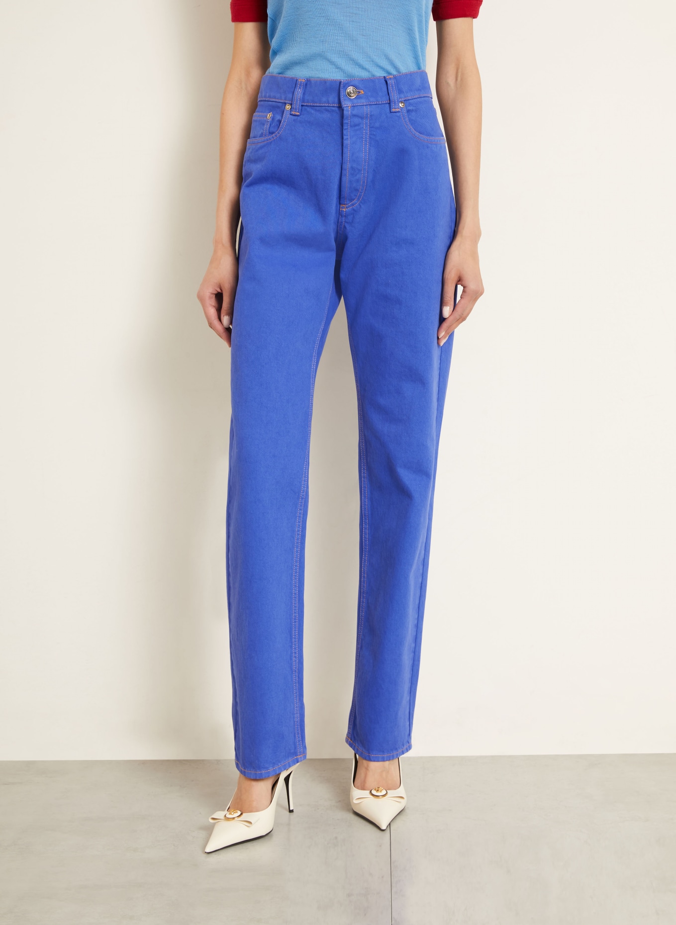 VERSACE Straight Jeans: 1DB10 SKY BLUE