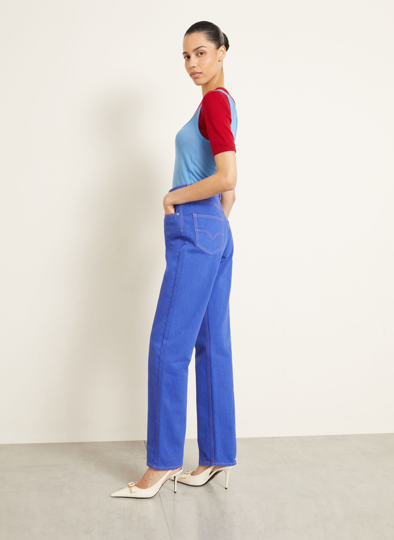 VERSACE Straight Jeans: 1DB10 SKY BLUE