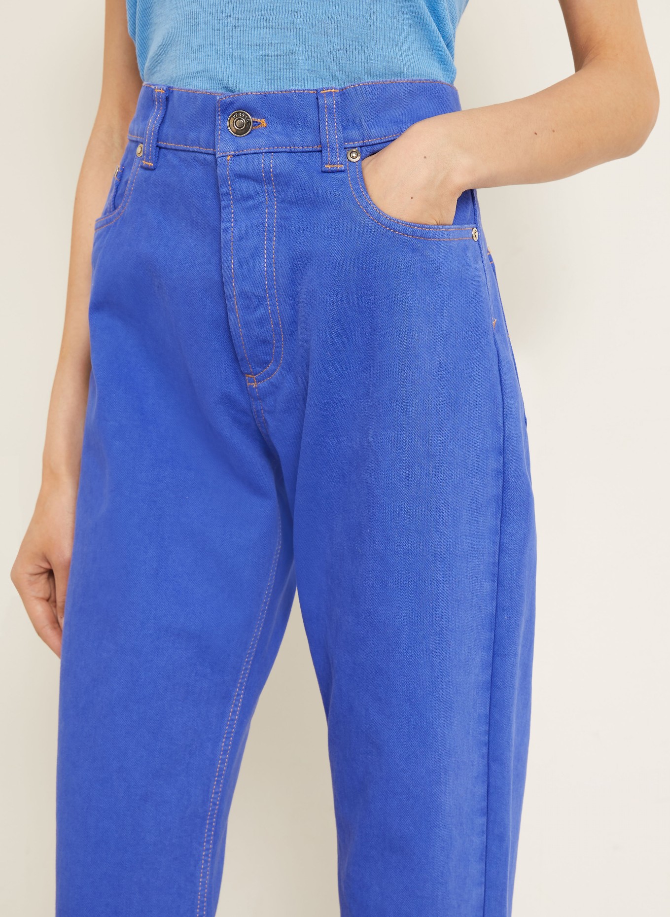 VERSACE Straight Jeans: 1DB10 SKY BLUE