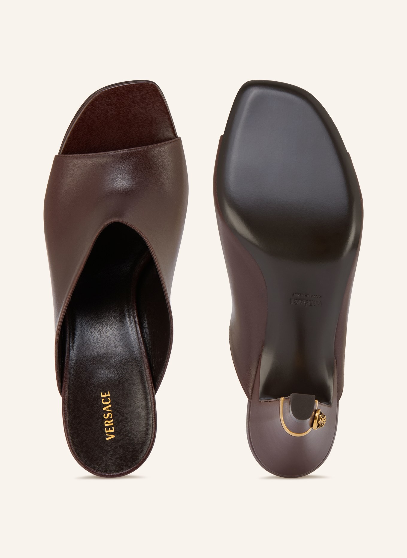 VERSACE Klapsy: CIEMNOBRĄZOWY / ZŁOTY