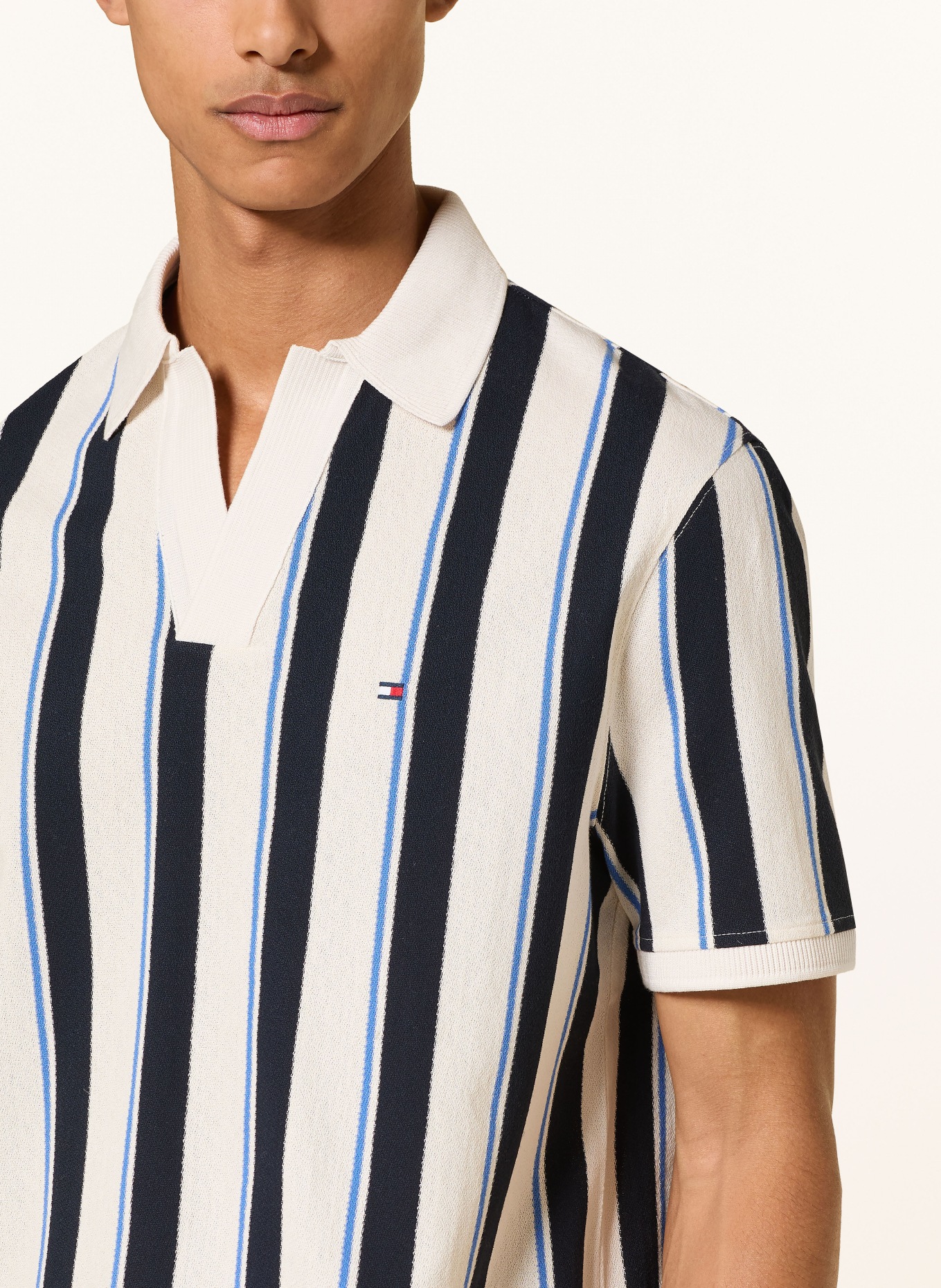 TOMMY HILFIGER Koszulka polo z tkaniny piqué: BIAŁY / NIEBIESKI / CZARNY