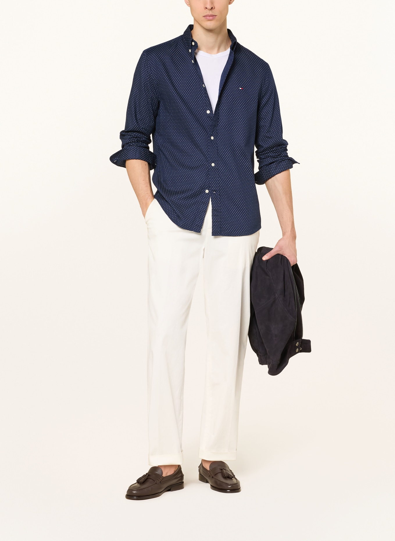 TOMMY HILFIGER Chemise coupe classique: BLEU FONCÉ / BLANC