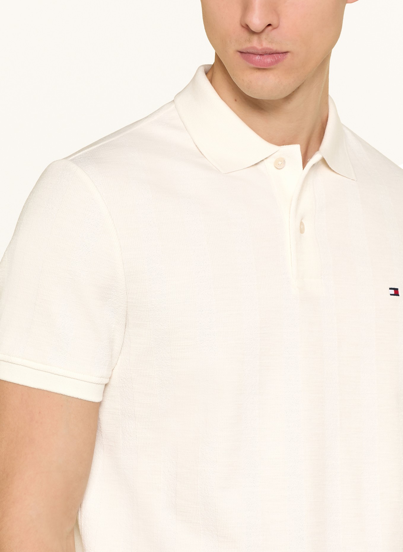 TOMMY HILFIGER Jersey-Poloshirt Regular Fit: ECRU
