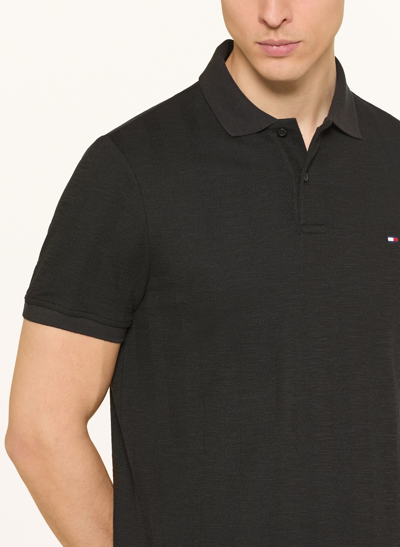 TOMMY HILFIGER Jersey-Poloshirt Regular Fit: SCHWARZ