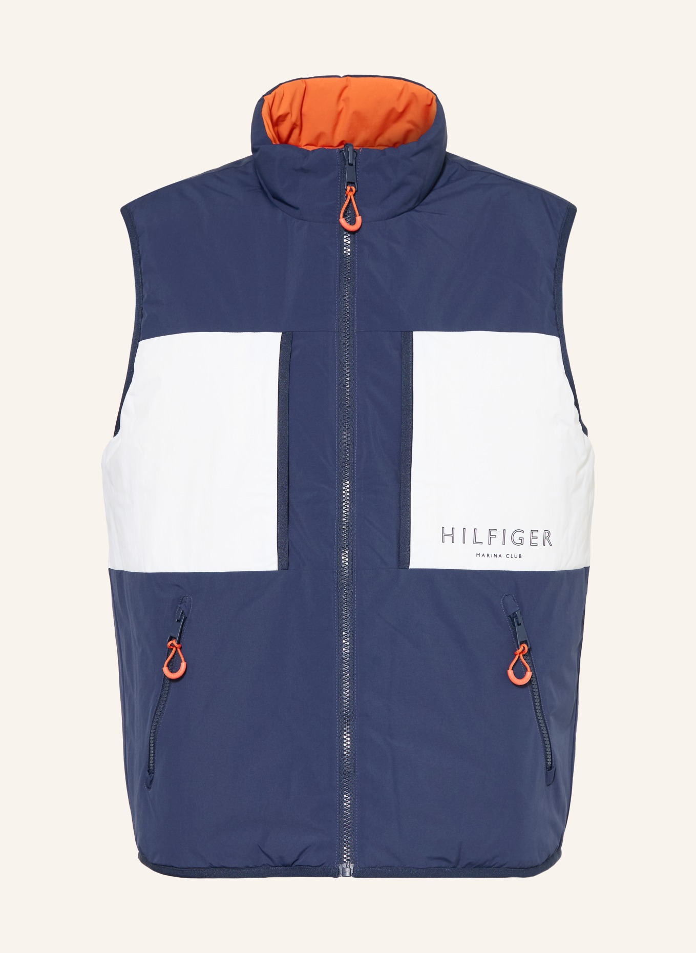 TOMMY HILFIGER Weste zum Wenden: DUNKELBLAU / ORANGE / WEISS