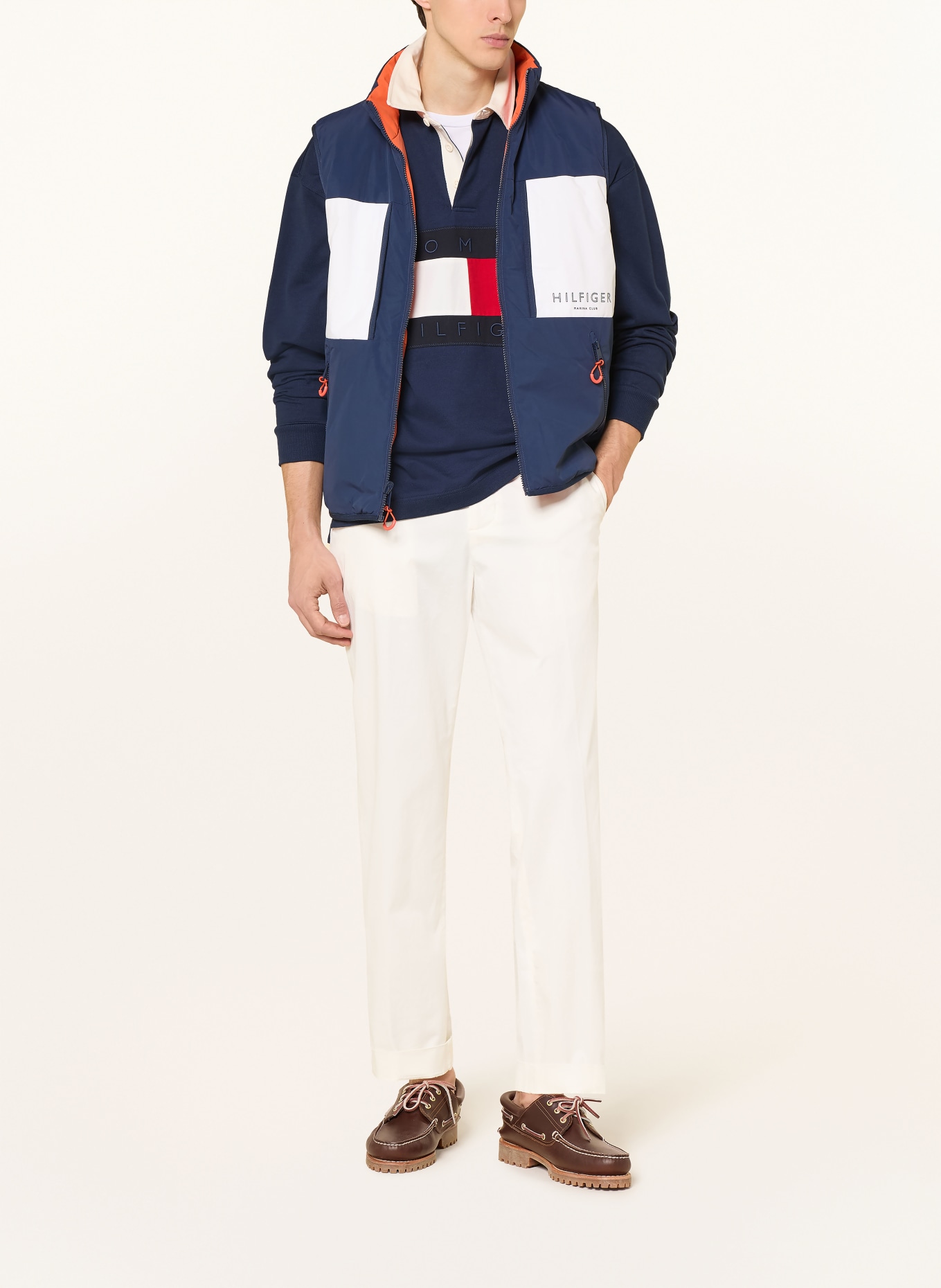 TOMMY HILFIGER Weste zum Wenden: DUNKELBLAU / ORANGE / WEISS