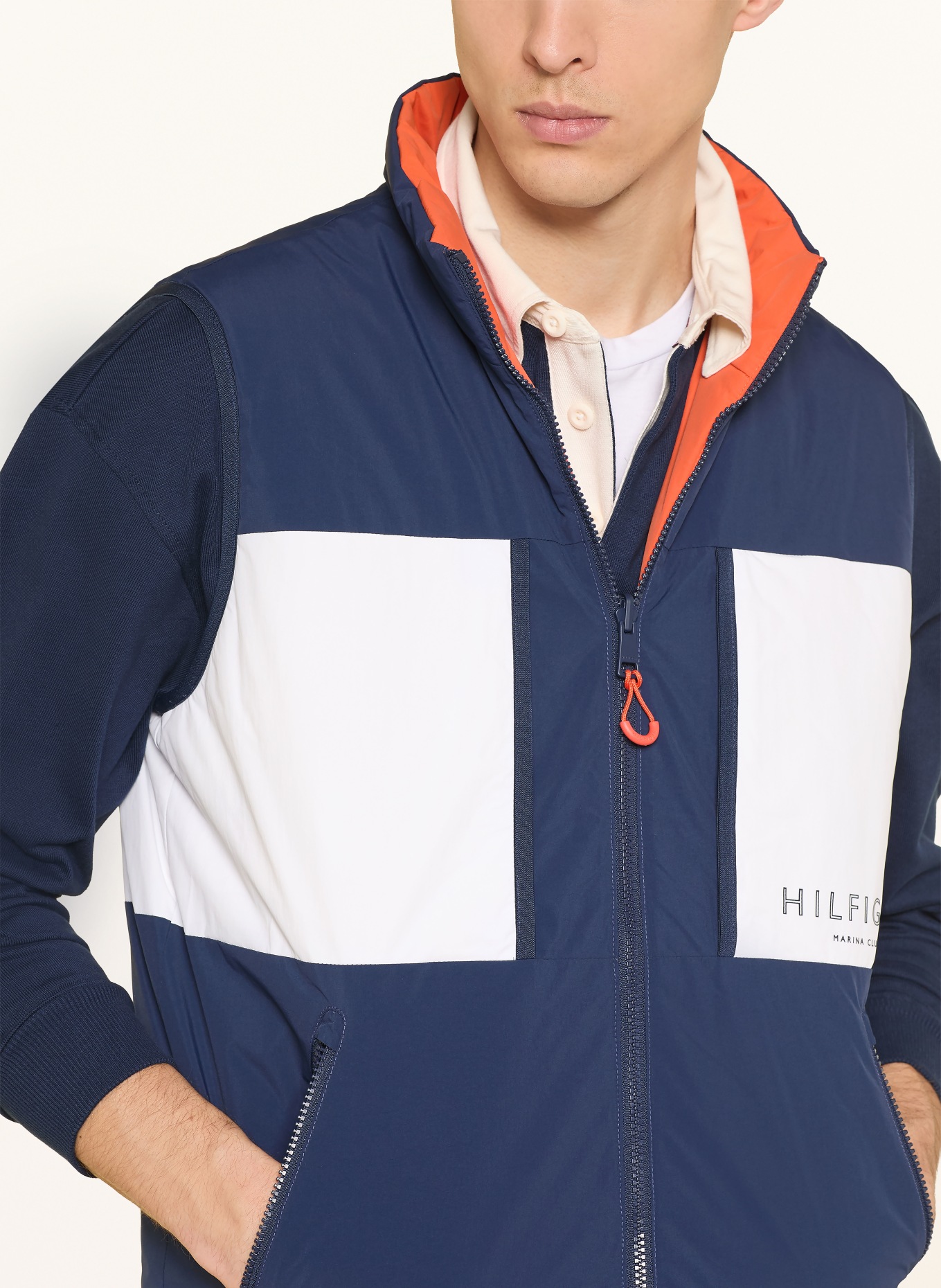 TOMMY HILFIGER Weste zum Wenden: DUNKELBLAU / ORANGE / WEISS