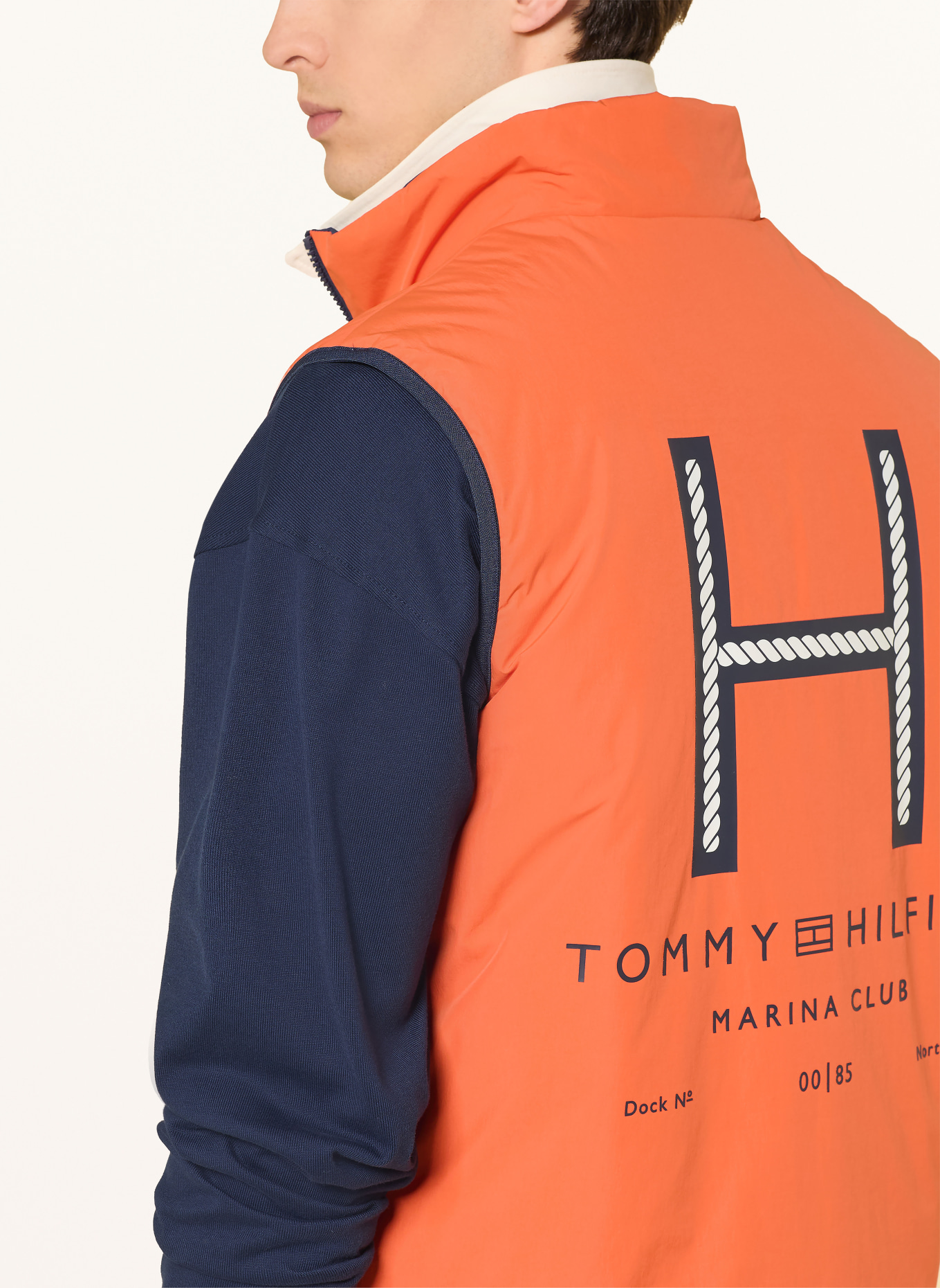 TOMMY HILFIGER Weste zum Wenden: DUNKELBLAU / ORANGE / WEISS