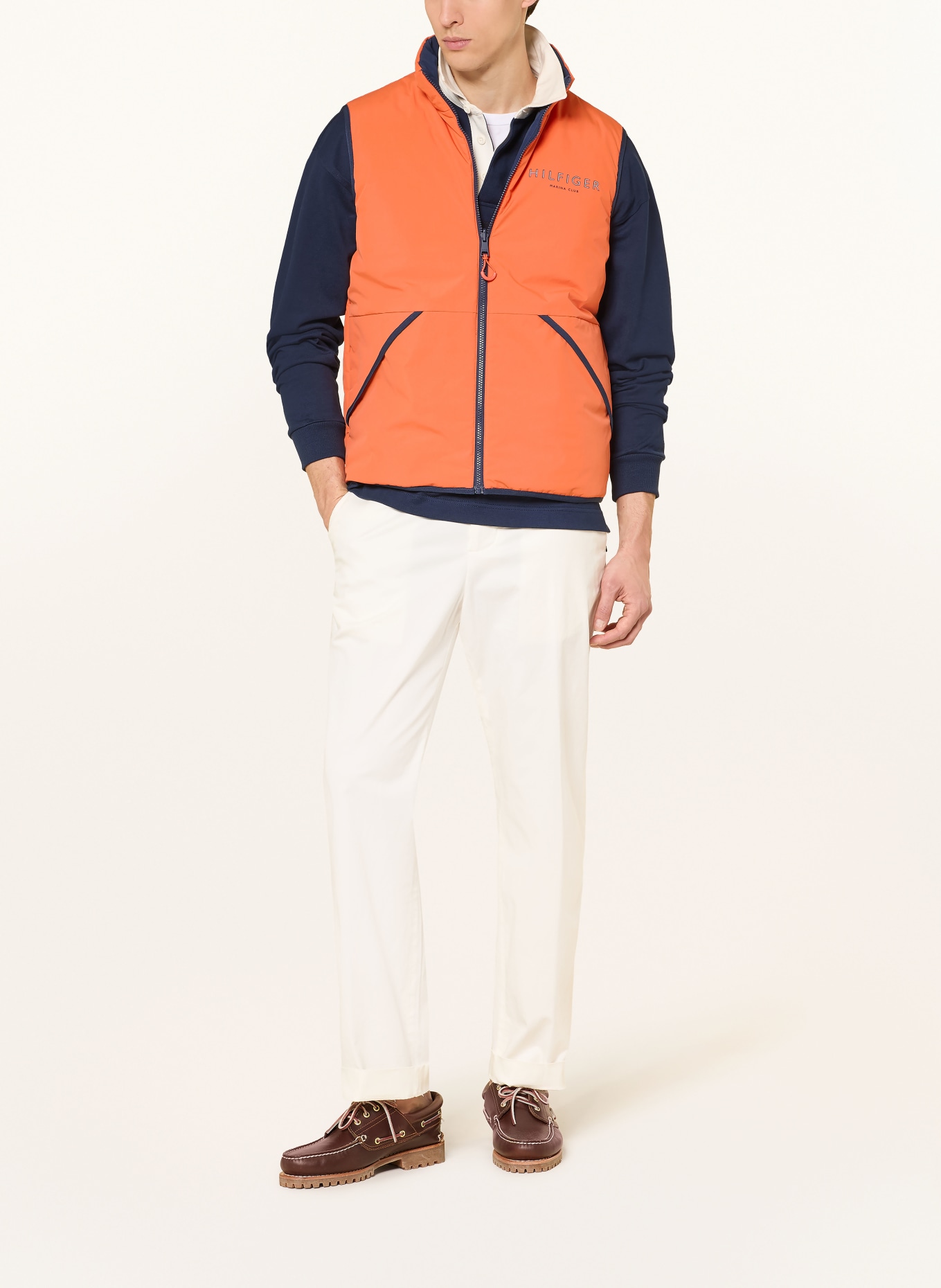 TOMMY HILFIGER Weste zum Wenden: DUNKELBLAU / ORANGE / WEISS