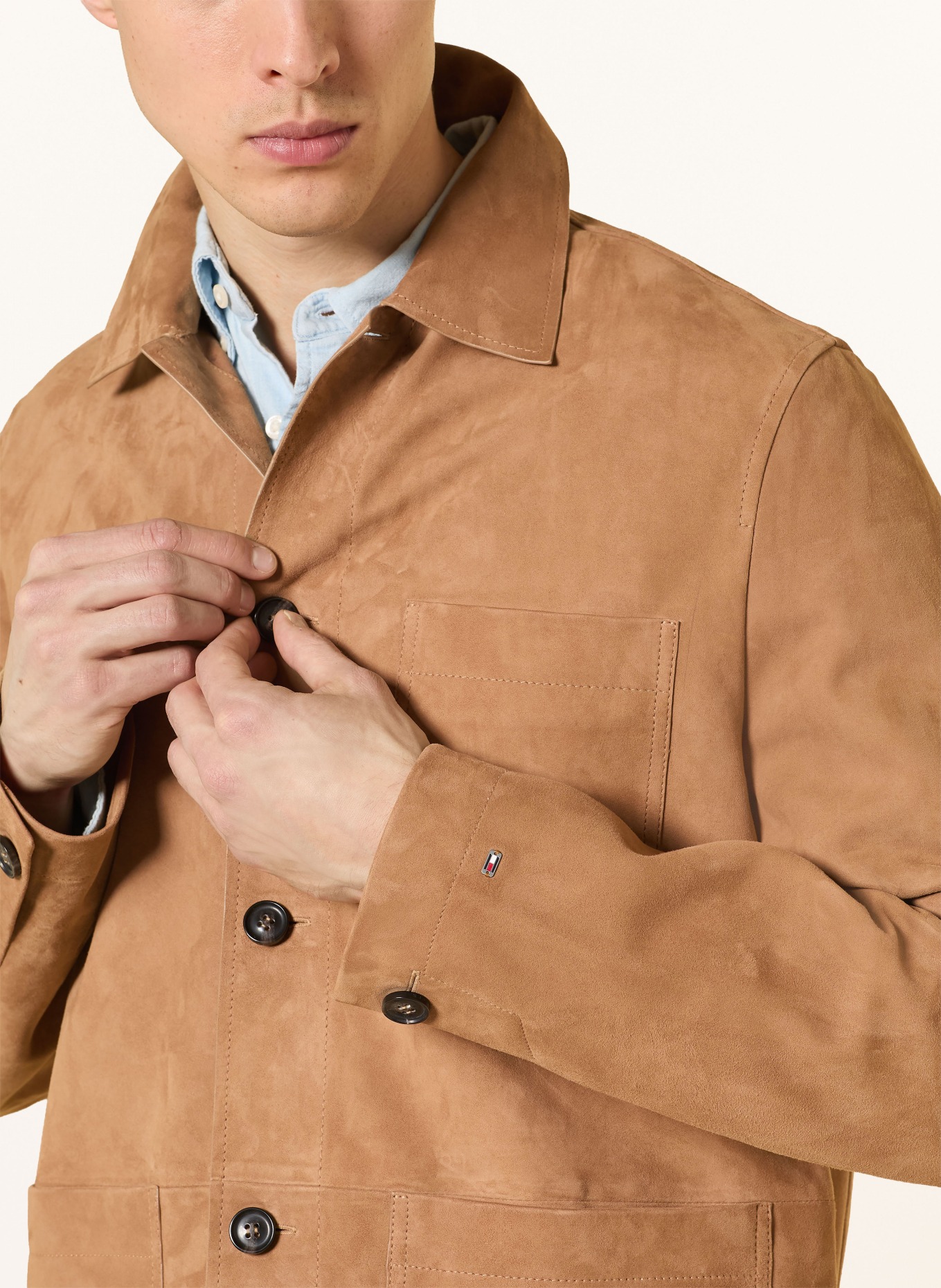 TOMMY HILFIGER Surveste en cuir: MARRON
