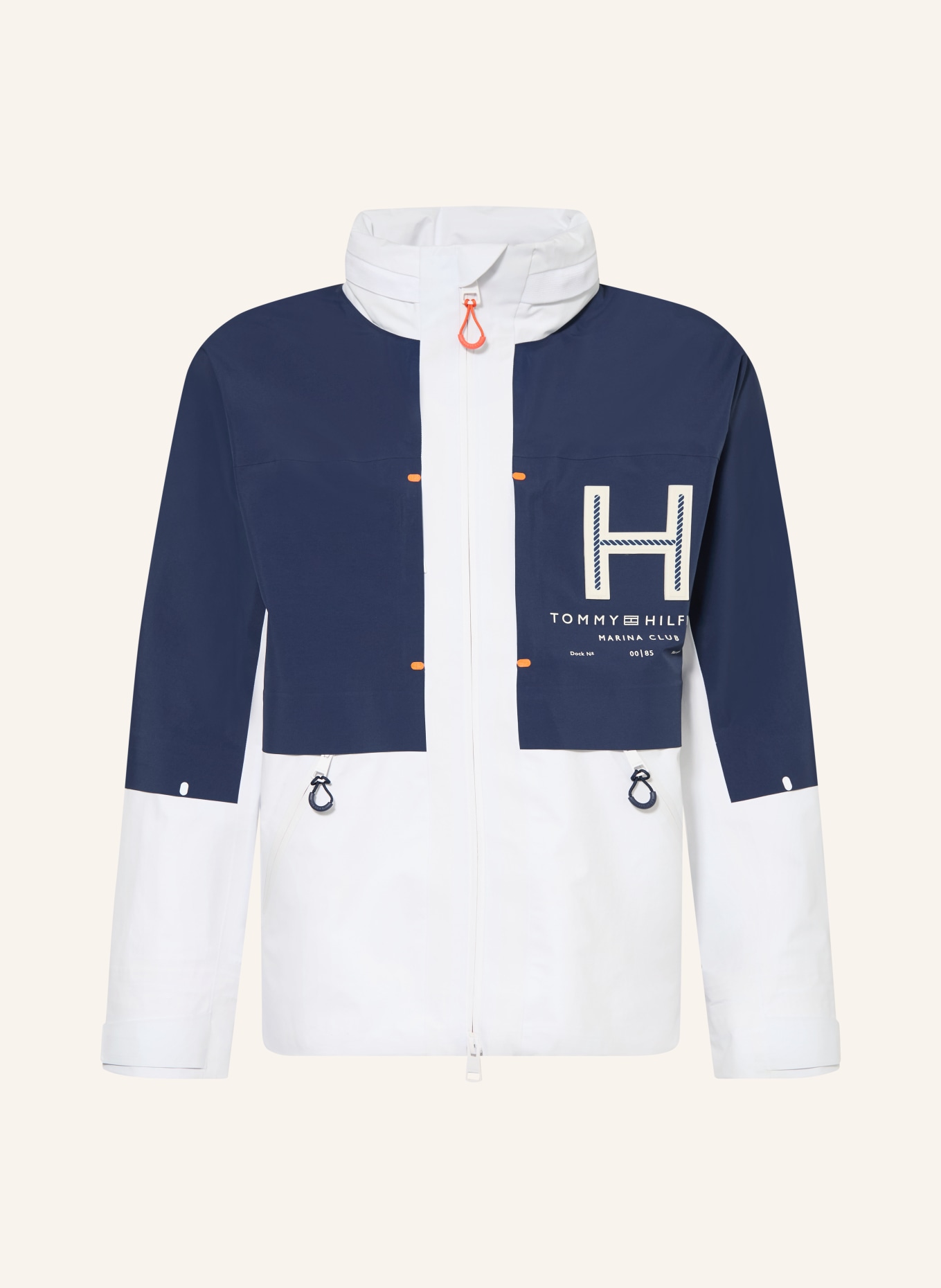 TOMMY HILFIGER Hardshell-Jacke: DUNKELBLAU / WEISS