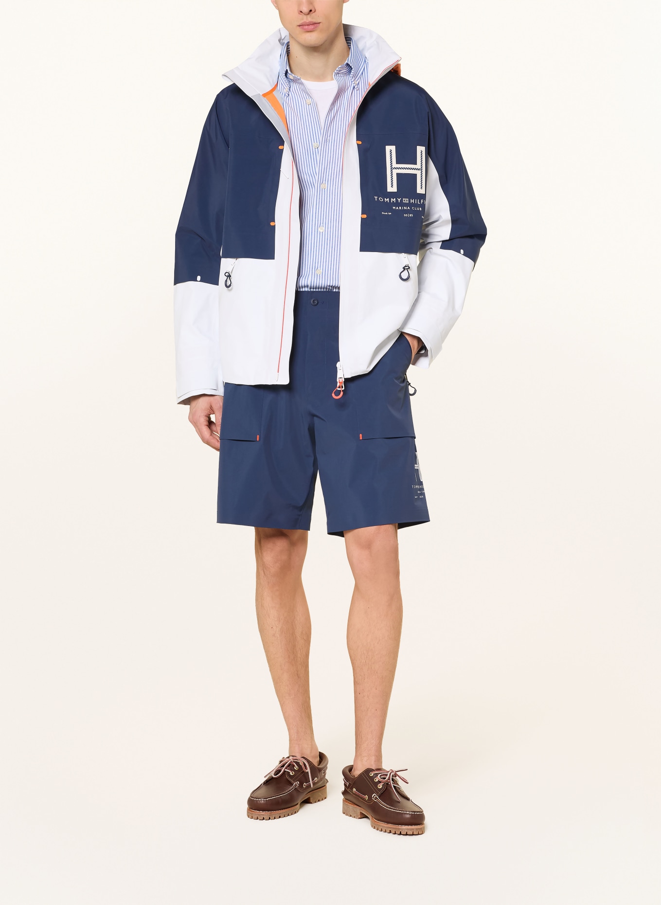 TOMMY HILFIGER Hardshell-Jacke: DUNKELBLAU / WEISS