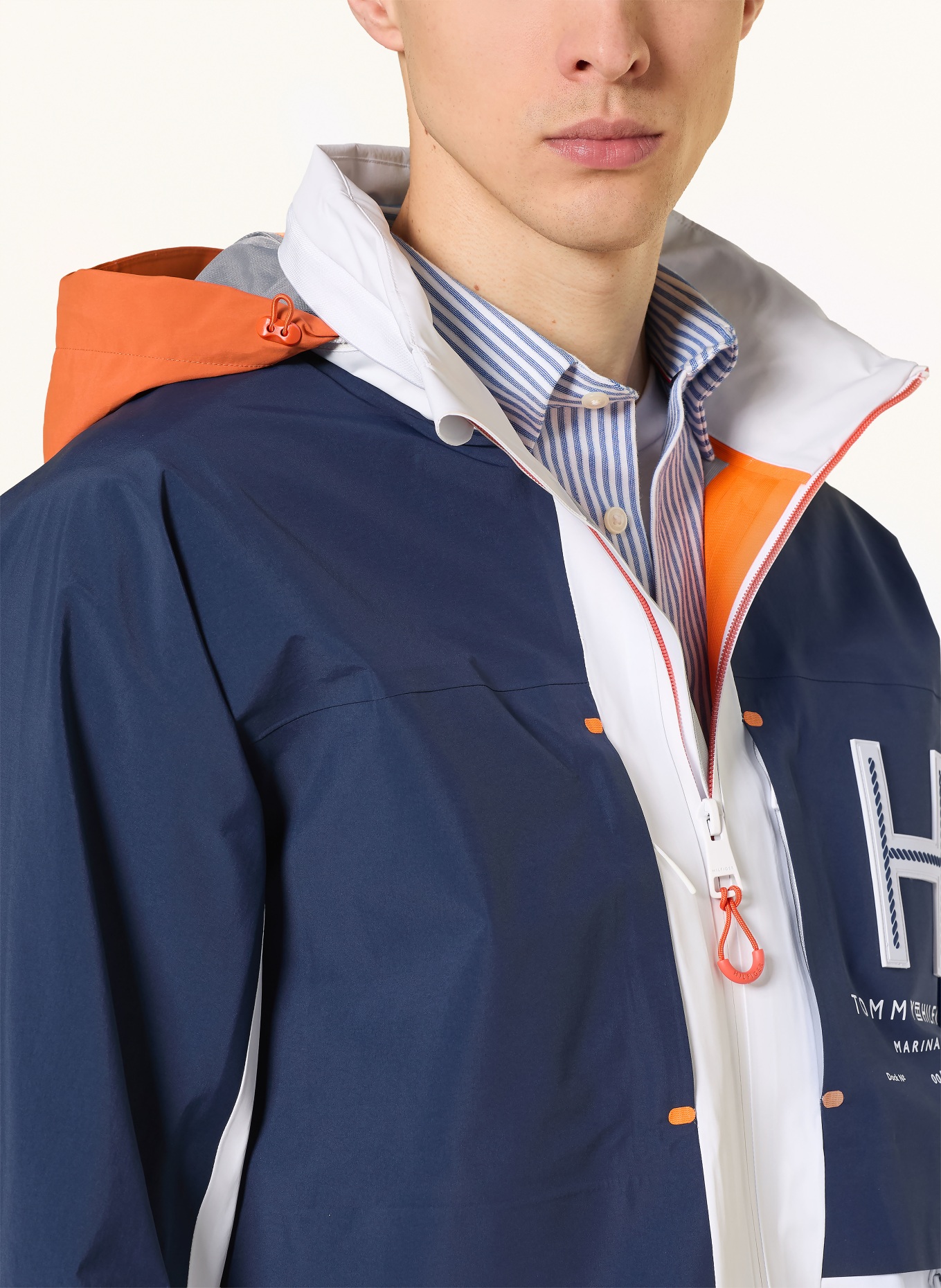 TOMMY HILFIGER Hardshell-Jacke: DUNKELBLAU / WEISS