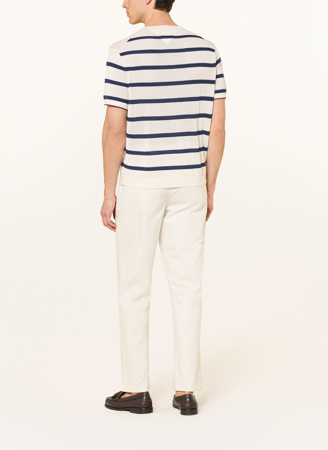 TOMMY HILFIGER Strickshirt: WEISS / DUNKELBLAU