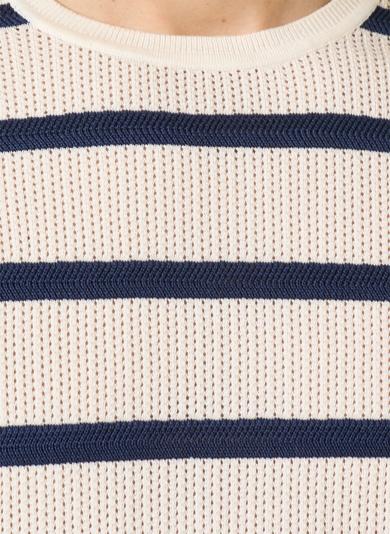 TOMMY HILFIGER Strickshirt: WEISS / DUNKELBLAU