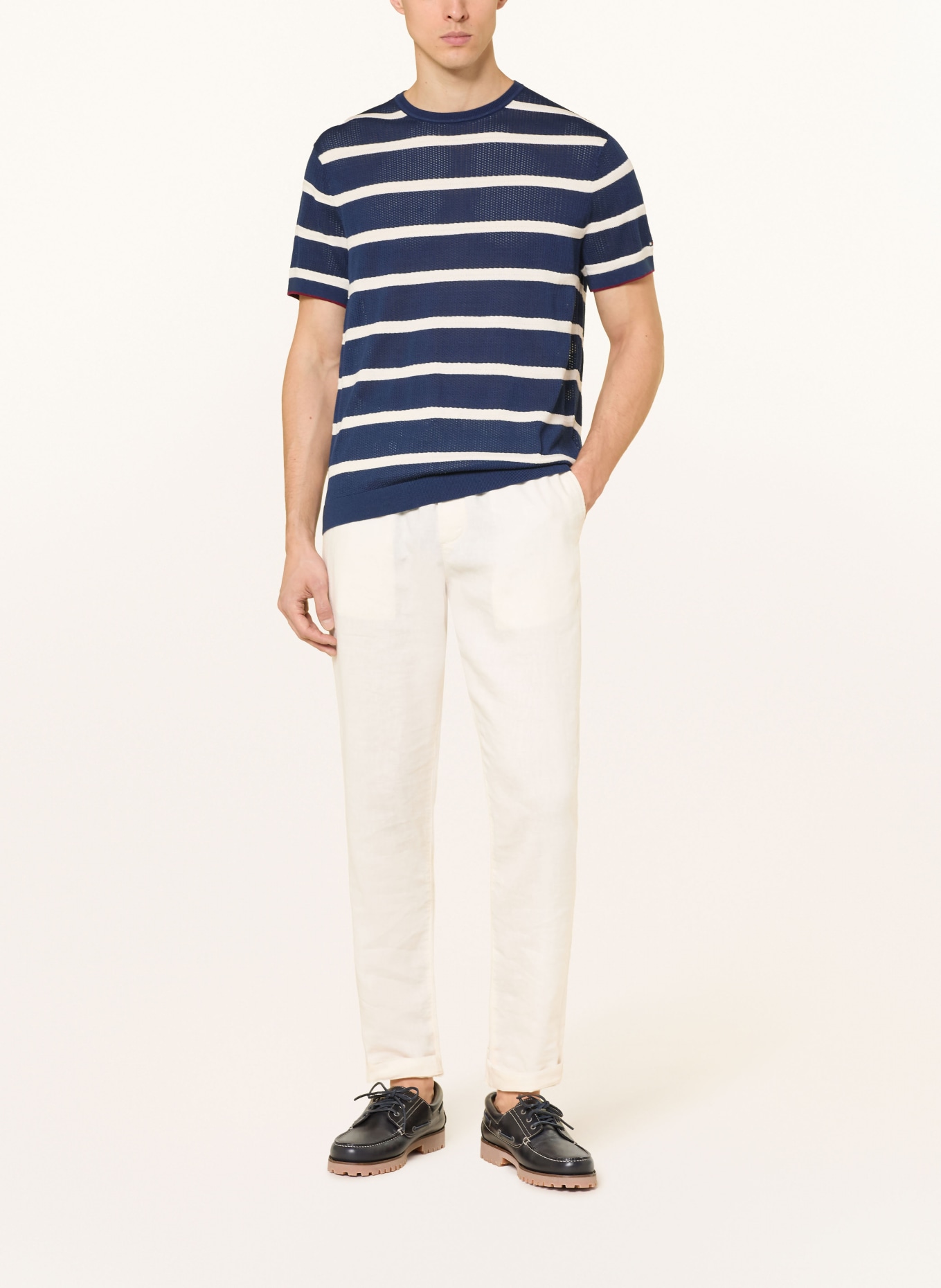 TOMMY HILFIGER Gebreid shirt: DONKERBLAUW / WIT