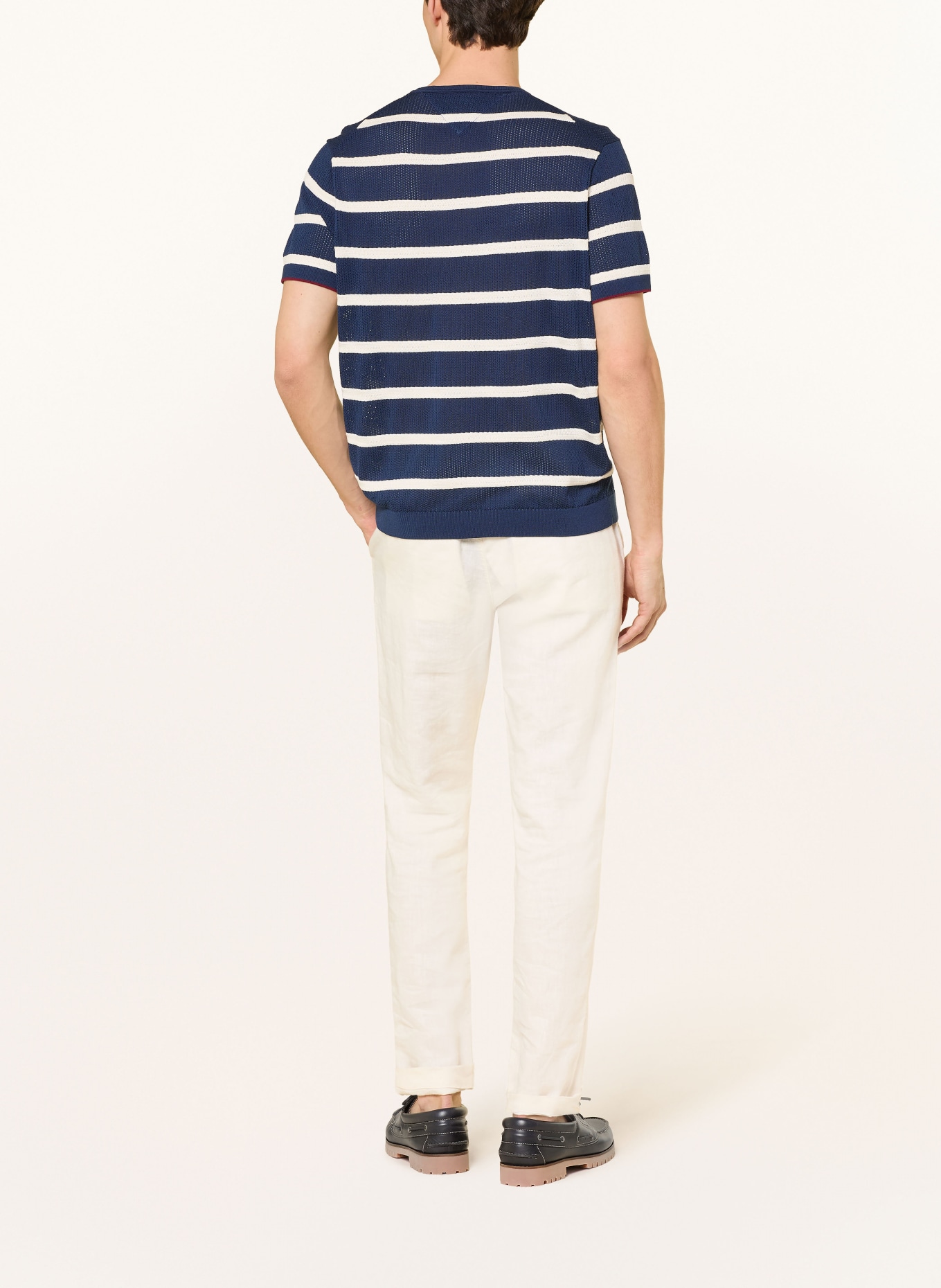 TOMMY HILFIGER Gebreid shirt: DONKERBLAUW / WIT