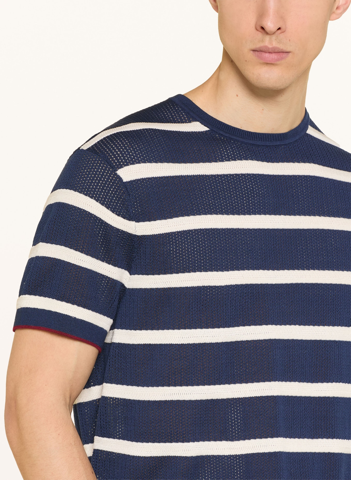 TOMMY HILFIGER Gebreid shirt: DONKERBLAUW / WIT
